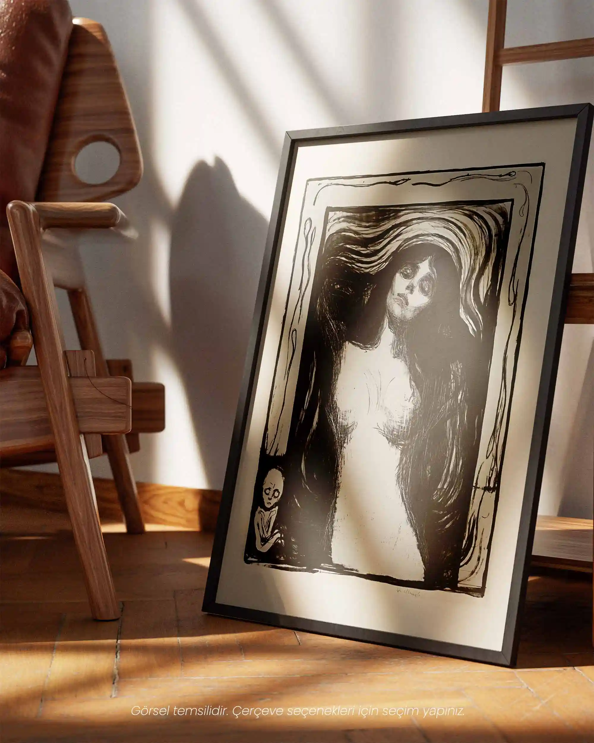 Edvard Munch - Madonna, Liebendes Weib (1895) Litografi Eskiz Sanat Tarihi Poster