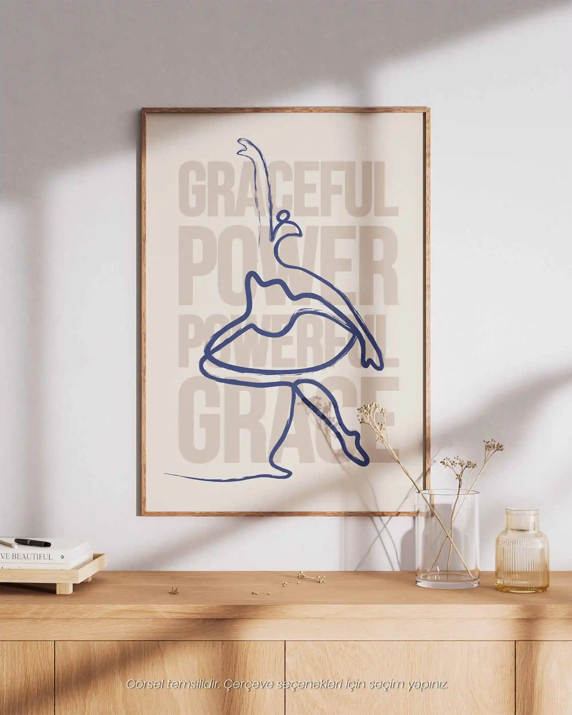 Graceful Power, Powerful Grace - Minimal Line Art & Tipografi Poster