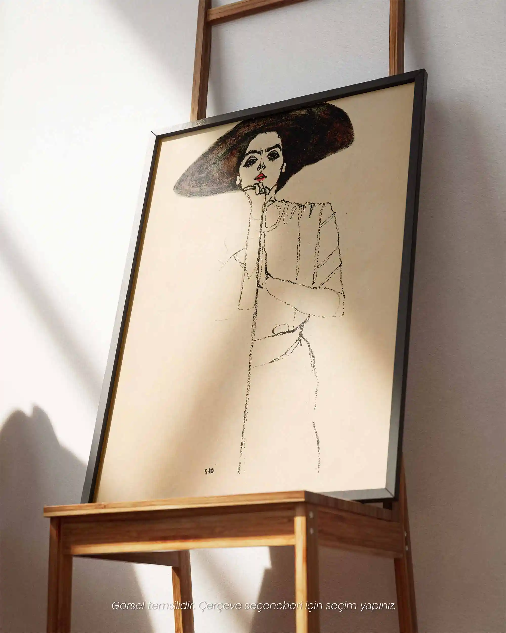 Egon Schiele - Bir Kadının Portresi (1910) Eskiz Sanat Tarihi Poster