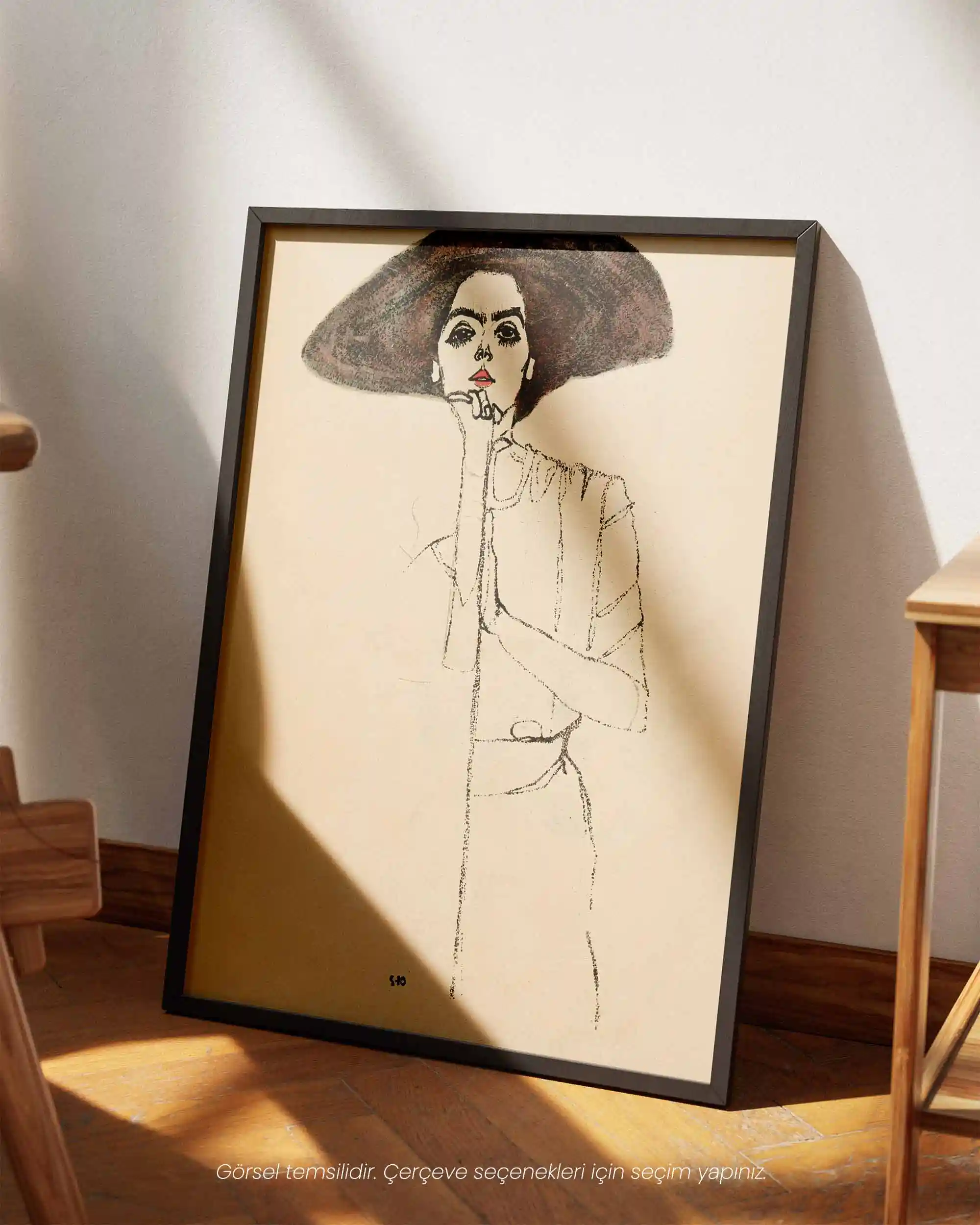 Egon Schiele - Bir Kadının Portresi (1910) Eskiz Sanat Tarihi Poster