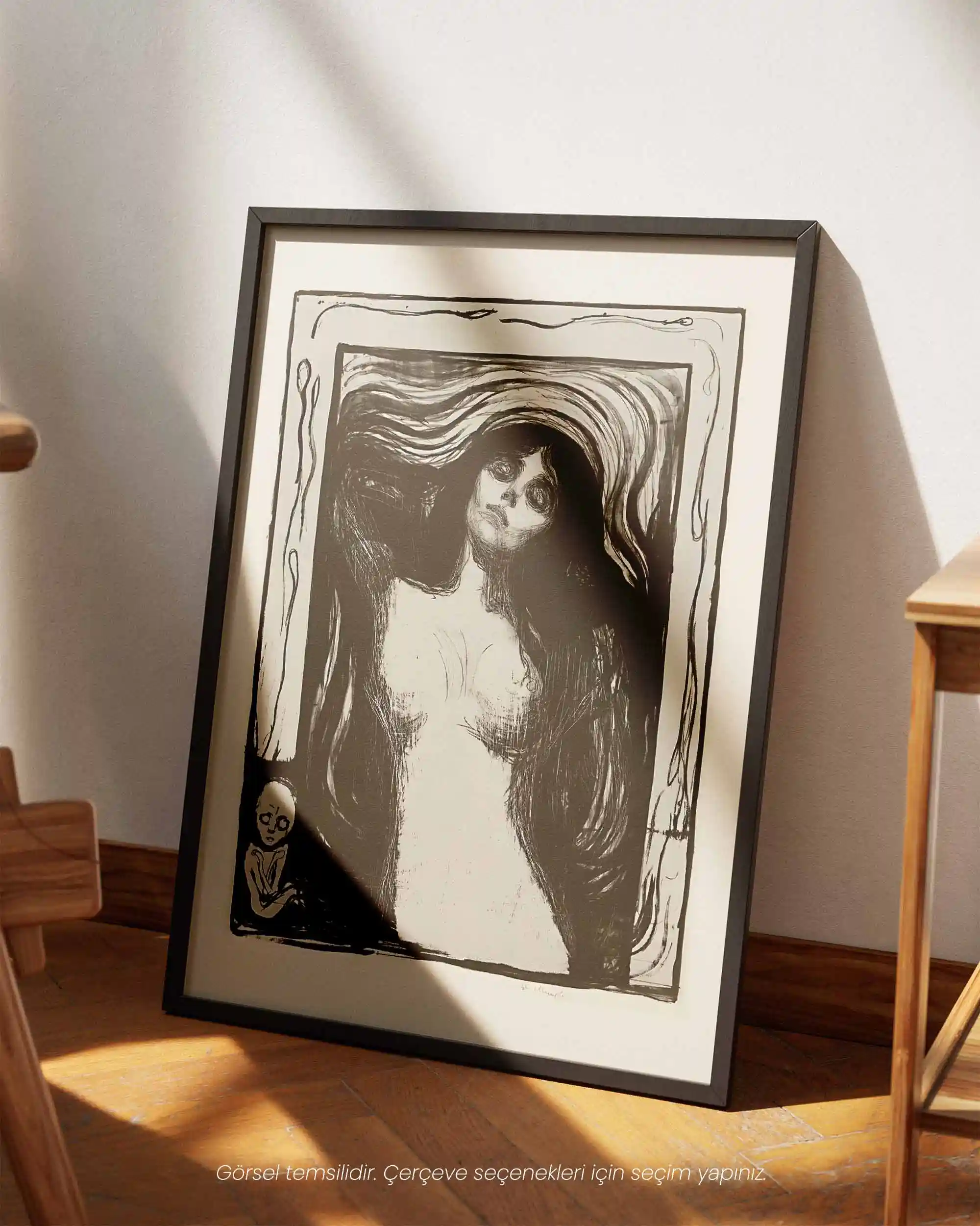 Edvard Munch - Madonna, Liebendes Weib (1895) Litografi Eskiz Sanat Tarihi Poster