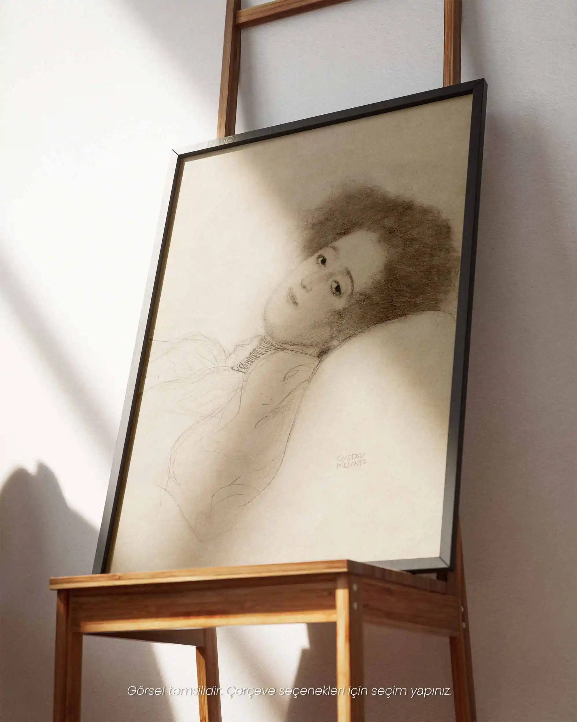 Gustav Klimt - Genç Kadın Uzanırken Portresi (1897–98) Eskiz Sanat Tarihi Poster