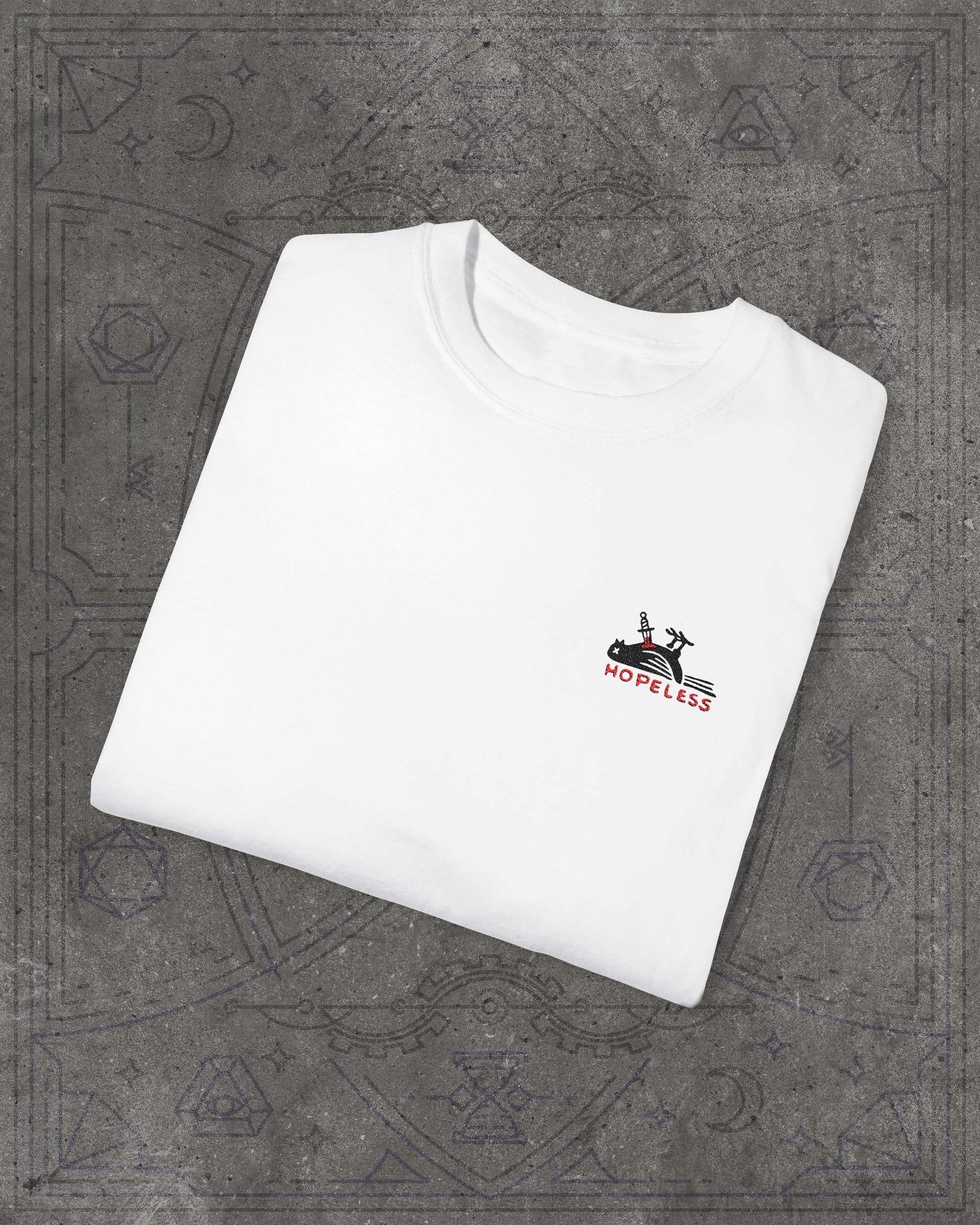 Hopeless – Nakışlı Unisex Beyaz Tişört – %100 Pamuk Regular Fit