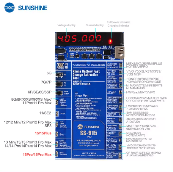 Sunshine SS-915 Yükseltme V8.0 Şarj Pil Etkinleştirme Kartı Android&iP6-14ProMax