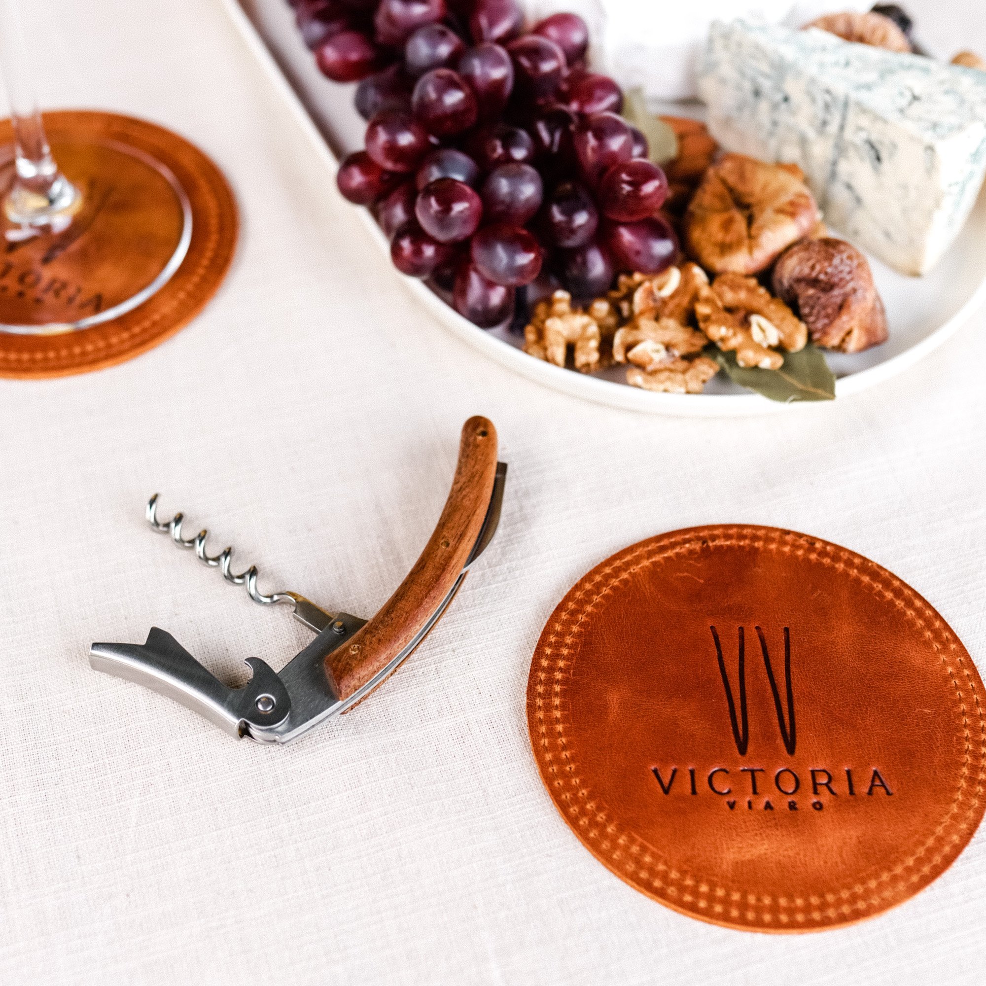 Victoria Viaro leather coaster