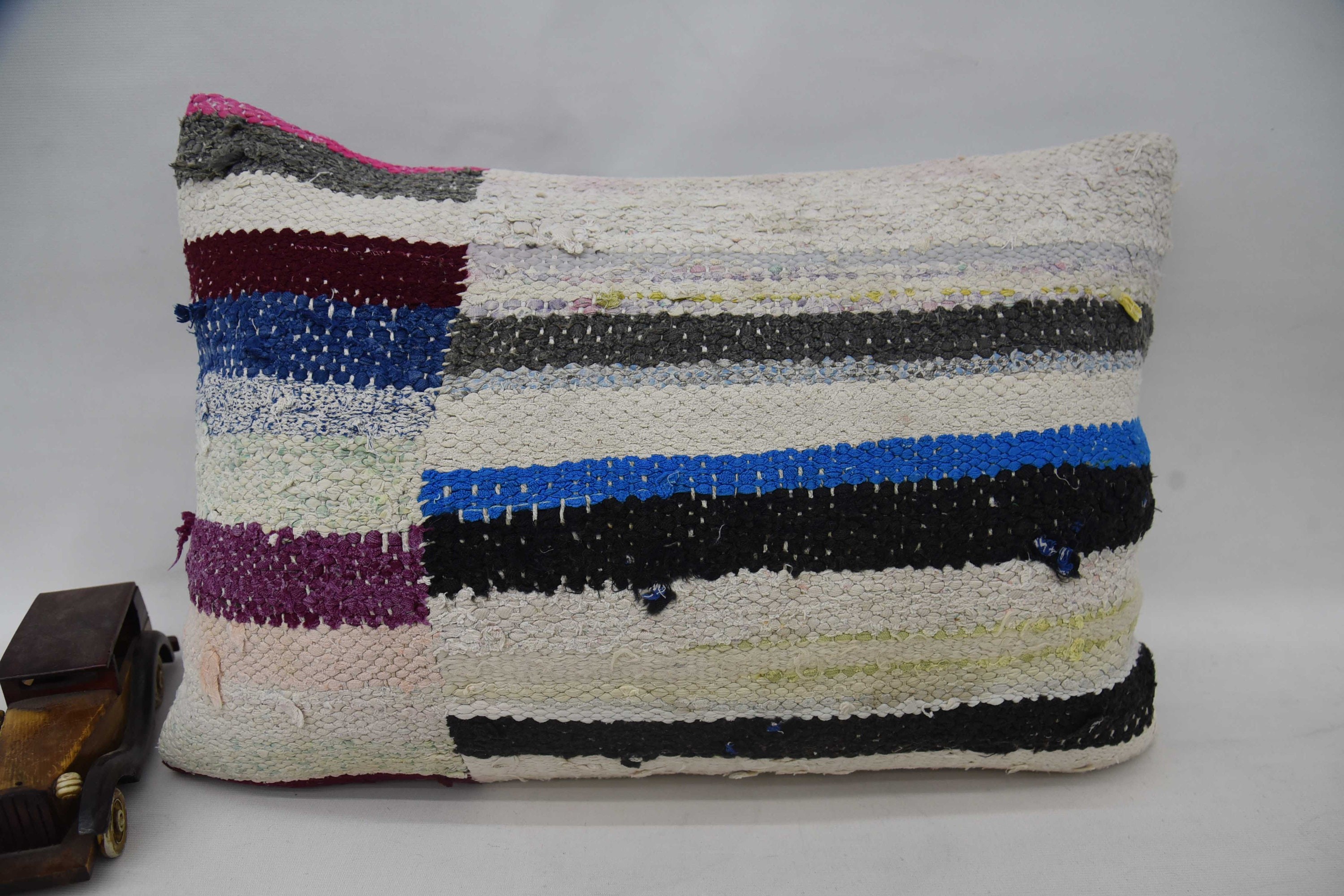 16"x24" Blue Cushion, Boho Pillow Sham Cover, Bolster Throw Pillow, Pattern Throw Cushion Case, Pillow for Couch, Boho Pillow