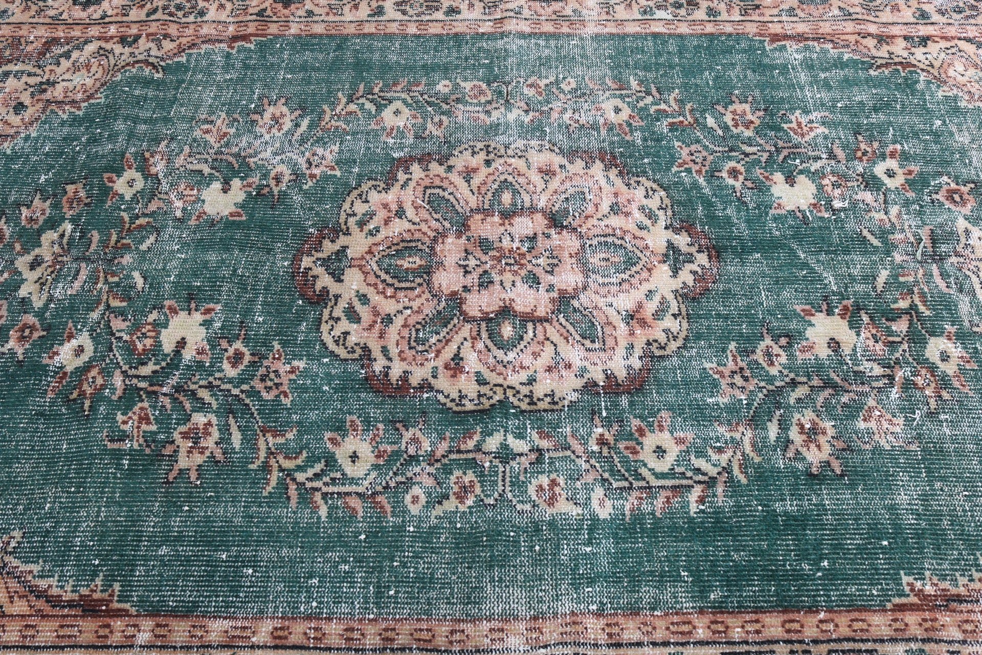 Büyük Boho Halı, Mutfak Halısı, Yemek Odası Halıları, Yeşil Lüks Halılar, Türk Halıları, Yer Halısı, Antika Halılar, Vintage Halı, 5,2x7,9 ft Büyük Halılar