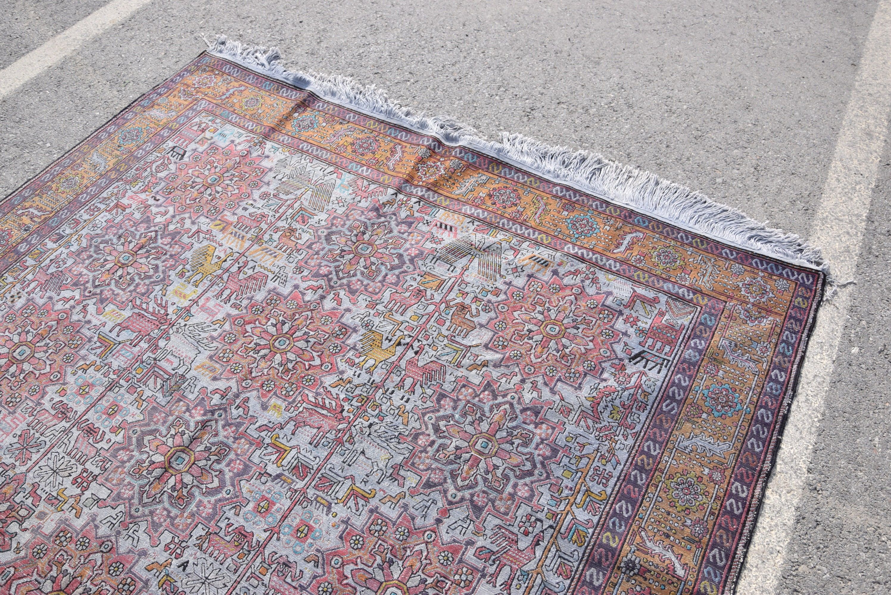 Oturma Odası Halısı, Türk Halısı, Kilim, Parlak Halı, Turuncu Fas Halıları, Vintage Halı, Anadolu Halısı, 6,8x9,3 ft Büyük Halılar