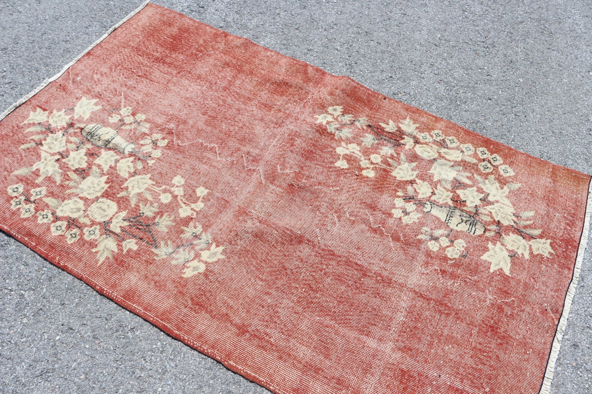 Oriental Rugs, Orange Anatolian Rug, 3.9x6.3 ft Area Rugs, Living Room Rugs, Home Decor Rug, Turkish Rugs, Vintage Rug, Nursery Rug