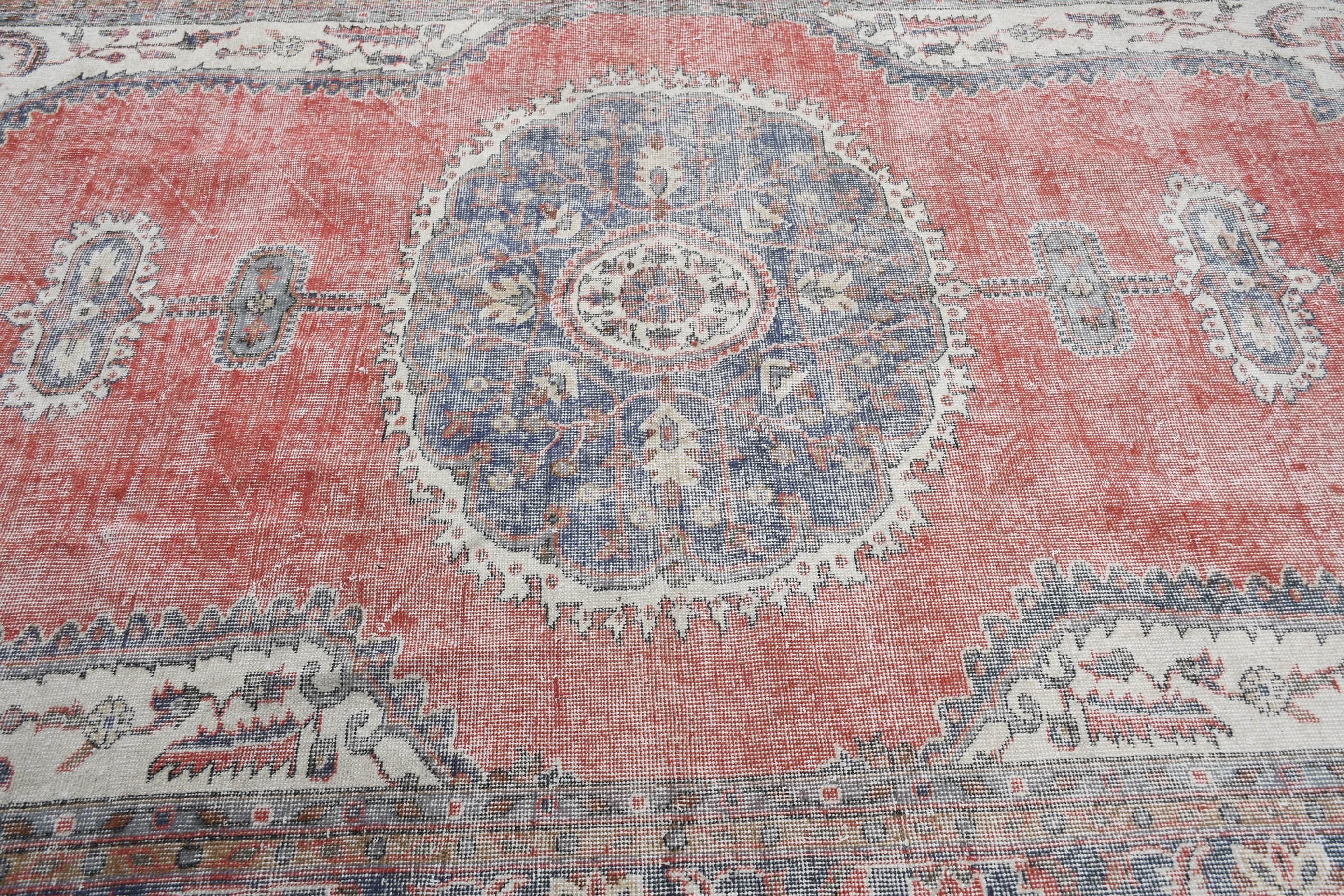 Salon Rugs, Vintage Rug, Turkish Rug, 6.6x10.1 ft Large Rug, Rugs for Living Room, Red Floor Rug, Wool Rug, Living Room Rug, Floor Rug