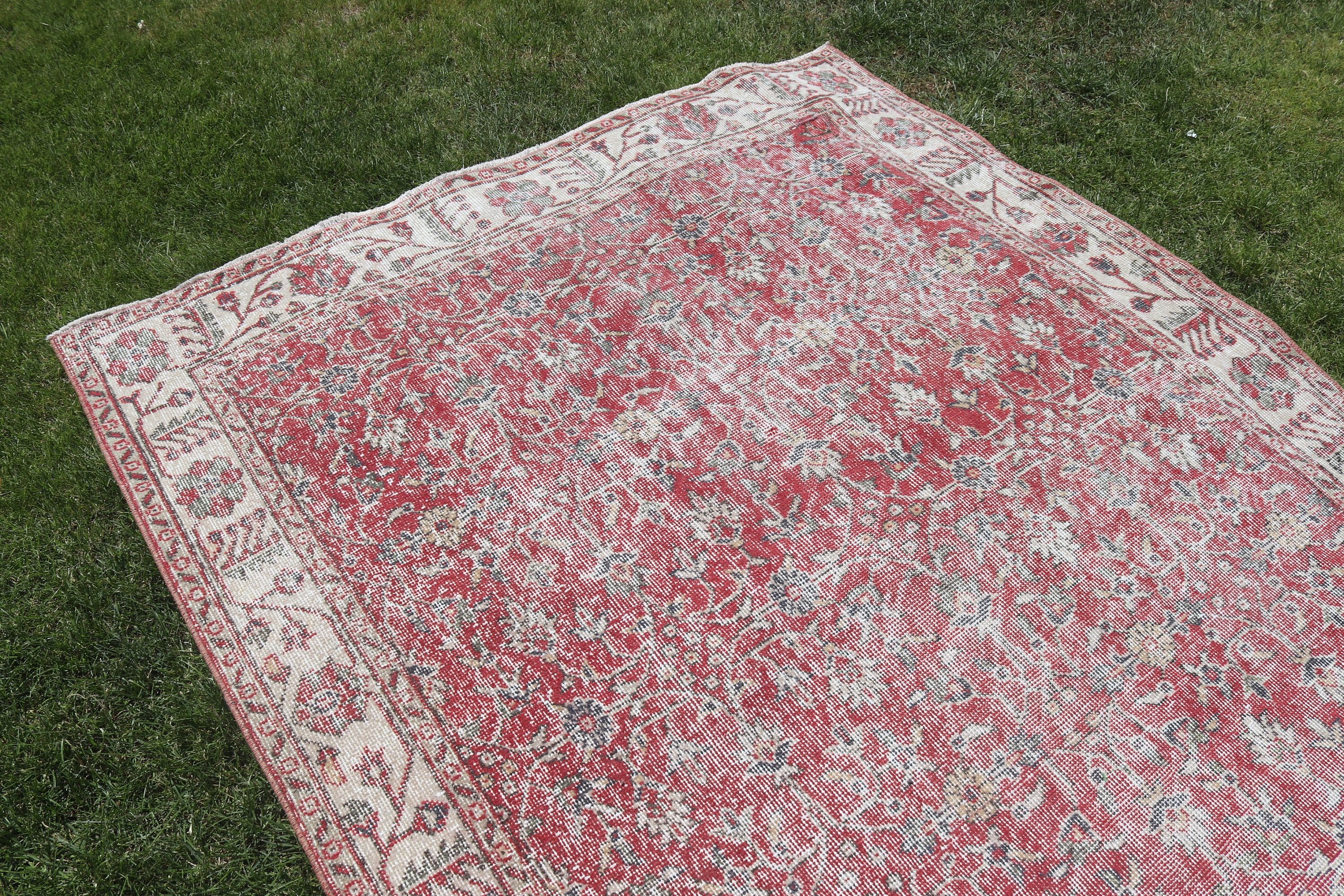 Red Home Decor Rugs, Kitchen Rugs, Turkish Rug, Antique Rugs, Bedroom Rugs, Vintage Rugs, 5.3x9.3 ft Large Rugs, Large Vintage Rug