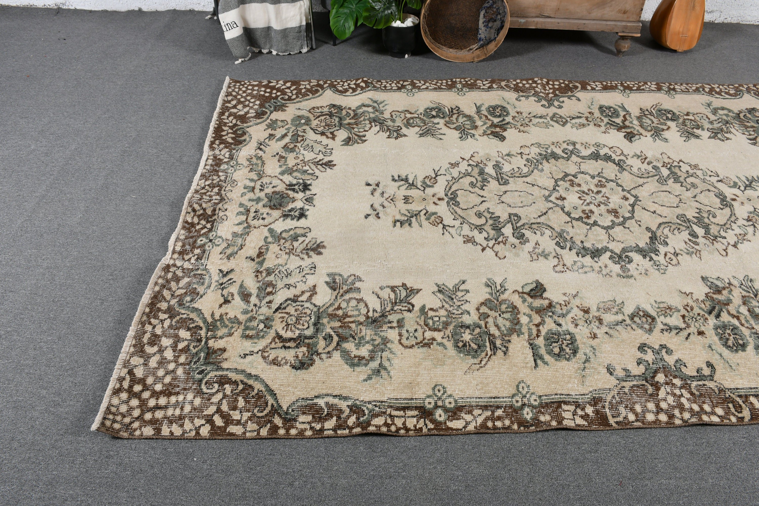 Kitchen Rug, Beige Anatolian Rugs, Retro Rug, Bedroom Rug, Turkish Rug, Antique Rugs, 5.7x9.1 ft Large Rugs, Vintage Rugs, Dining Room Rugs