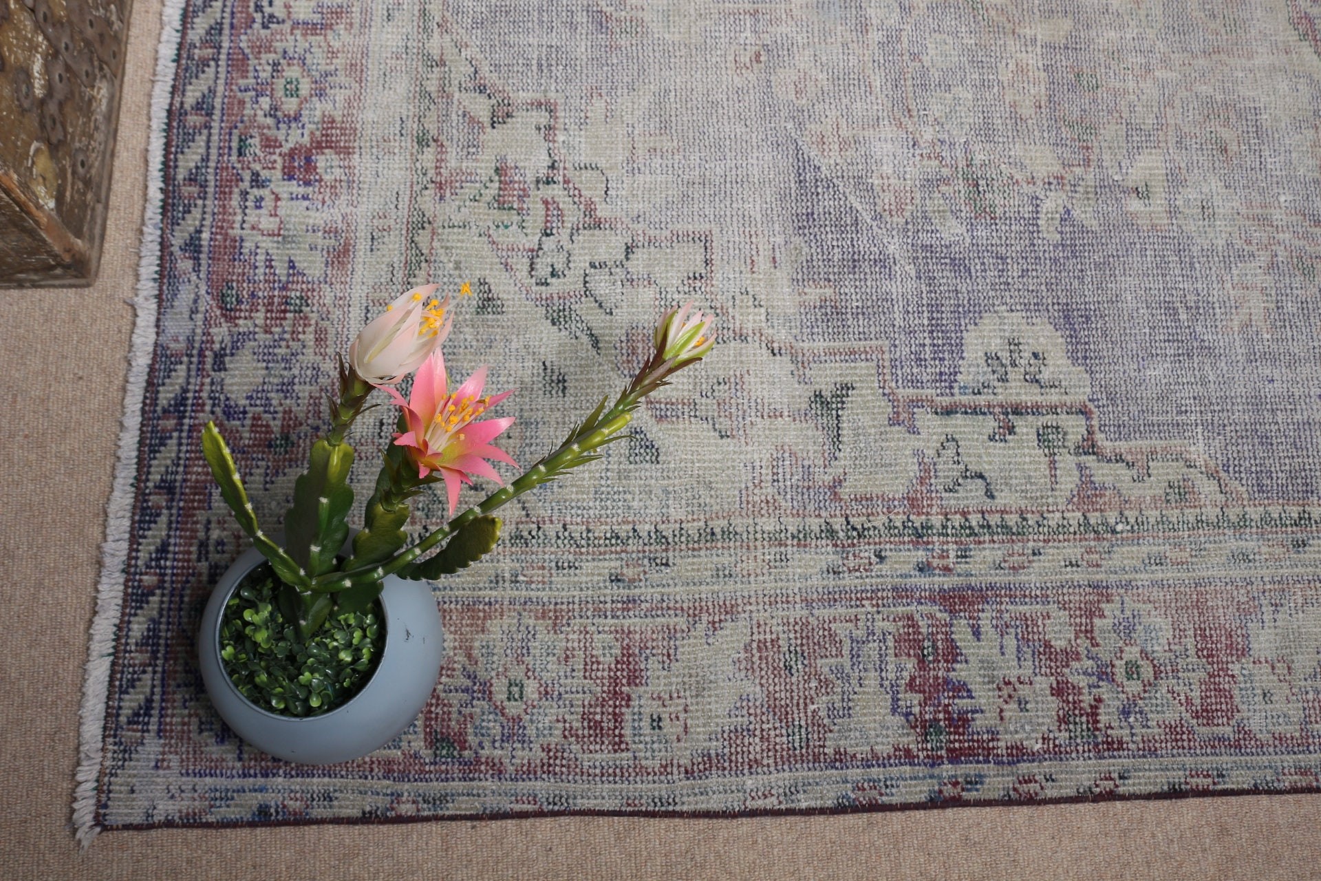 Türk Halıları, Tasarımcı Halısı, Vintage Halılar, 6.1x8.9 ft Büyük Halı, Mavi Oryantal Halılar, Oushak Halıları, Oturma Odası Halısı, Yatak Odası Halısı