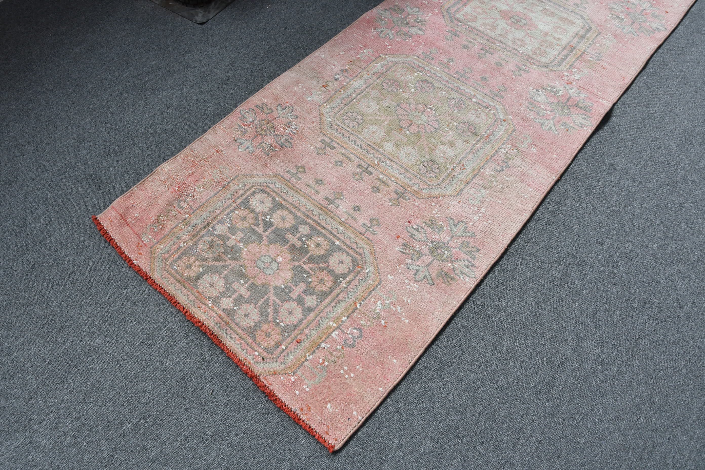 Pale Rug, Floor Rugs, Hallway Rug, Abstract Rug, 2.8x9.4 ft Runner Rugs, Cool Rug, Turkey Rugs, Turkish Rug, Vintage Rugs, Rugs for Runner