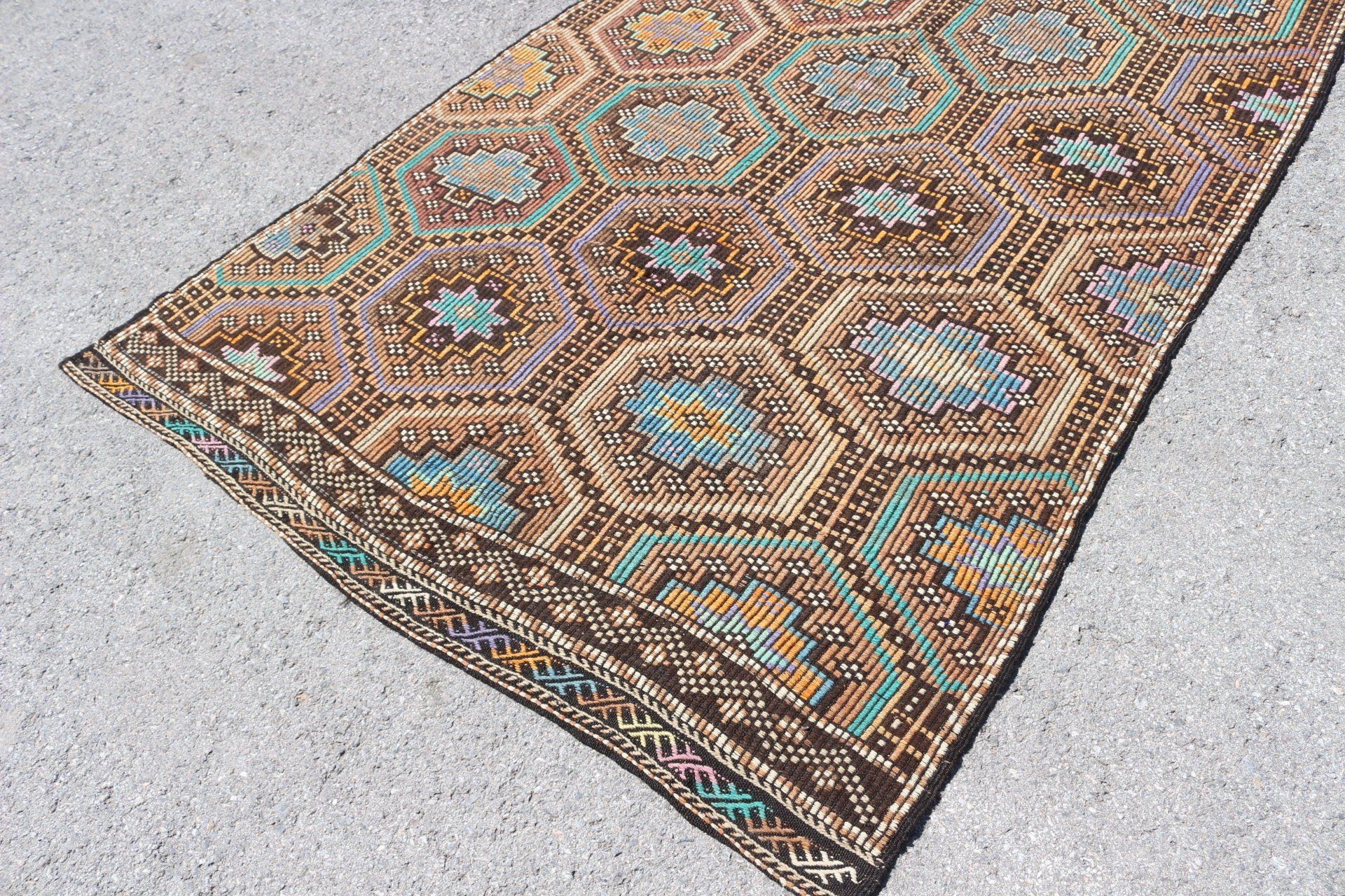 Türk Halıları, Kilim, 5.2x10.4 ft Büyük Halı, Salon Halıları, Oturma Odası Halıları, Kahverengi Antika Halılar, Vintage Halılar, Fas Halısı, Ev Dekorasyonu Halıları