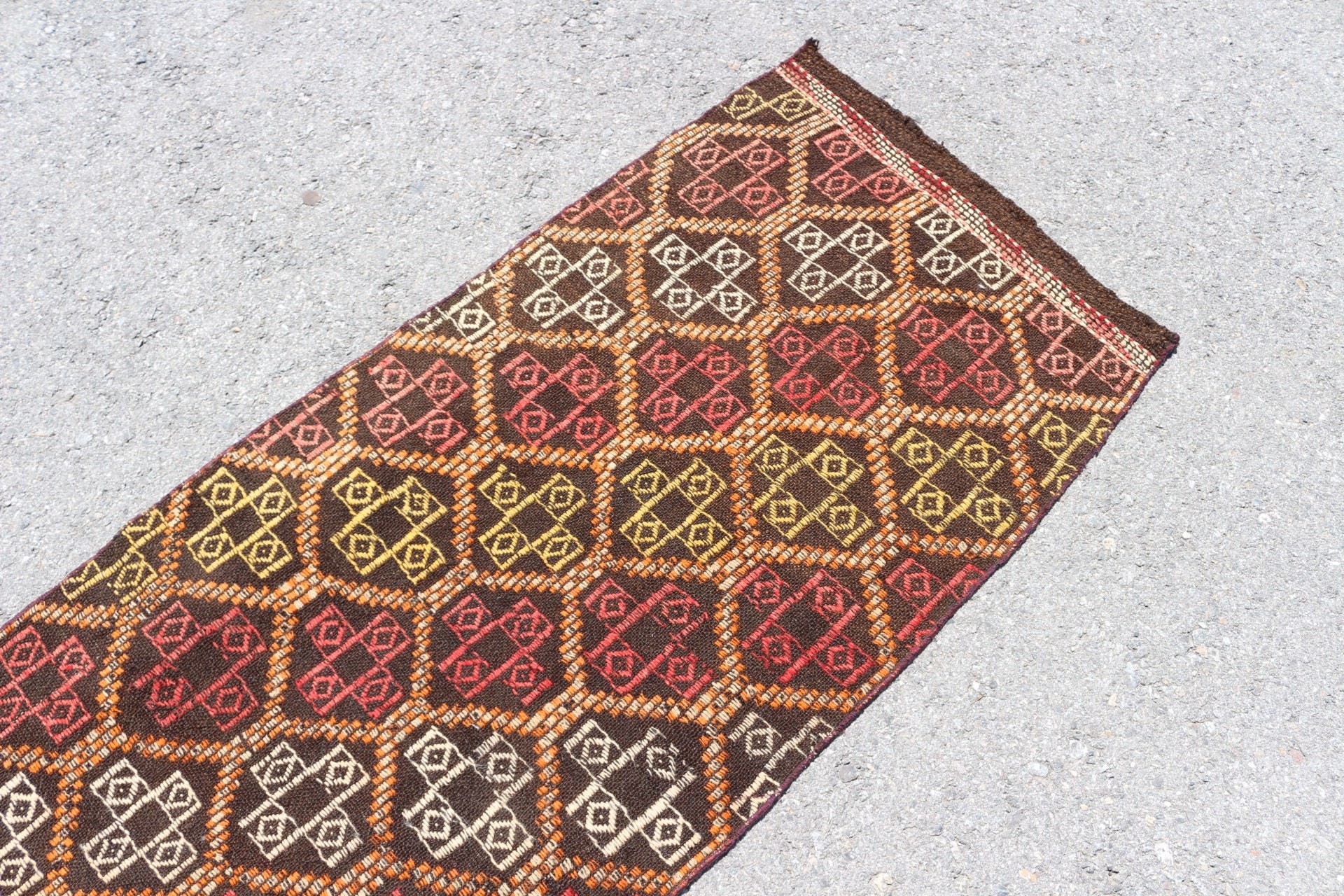 Turkish Rugs, Stair Rugs, Bedroom Rugs, Kilim, Vintage Rugs, Corridor Rugs, 2.3x9 ft Runner Rug, Brown Anatolian Rugs