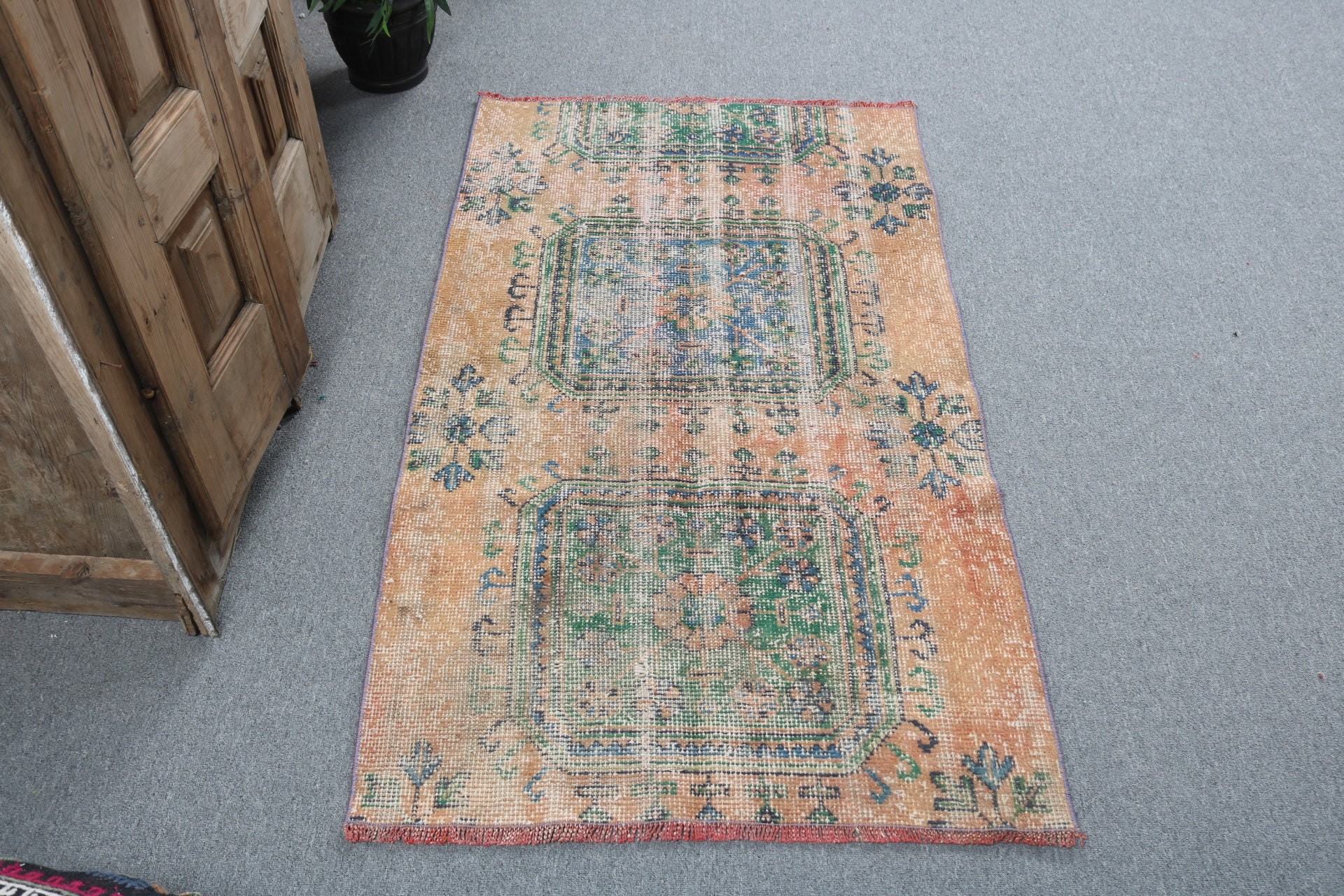 Boho Halı, 2.7x4.8 ft Küçük Halı, Vintage Halılar, Türk Halıları, Mutfak Halısı, Araba Paspas Halıları, Duvara Asılı Halılar, Oryantal Halı, Turuncu Mutfak Halıları