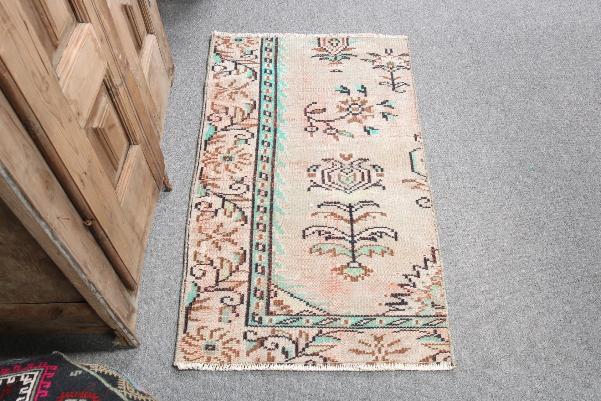 Küçük Boho Halı, Türk Halısı, Estetik Halı, Paspas Halıları, Vintage Halı, 2x3,4 ft Küçük Halı, Yeşil Anadolu Halısı, Harika Halılar, Antika Halılar