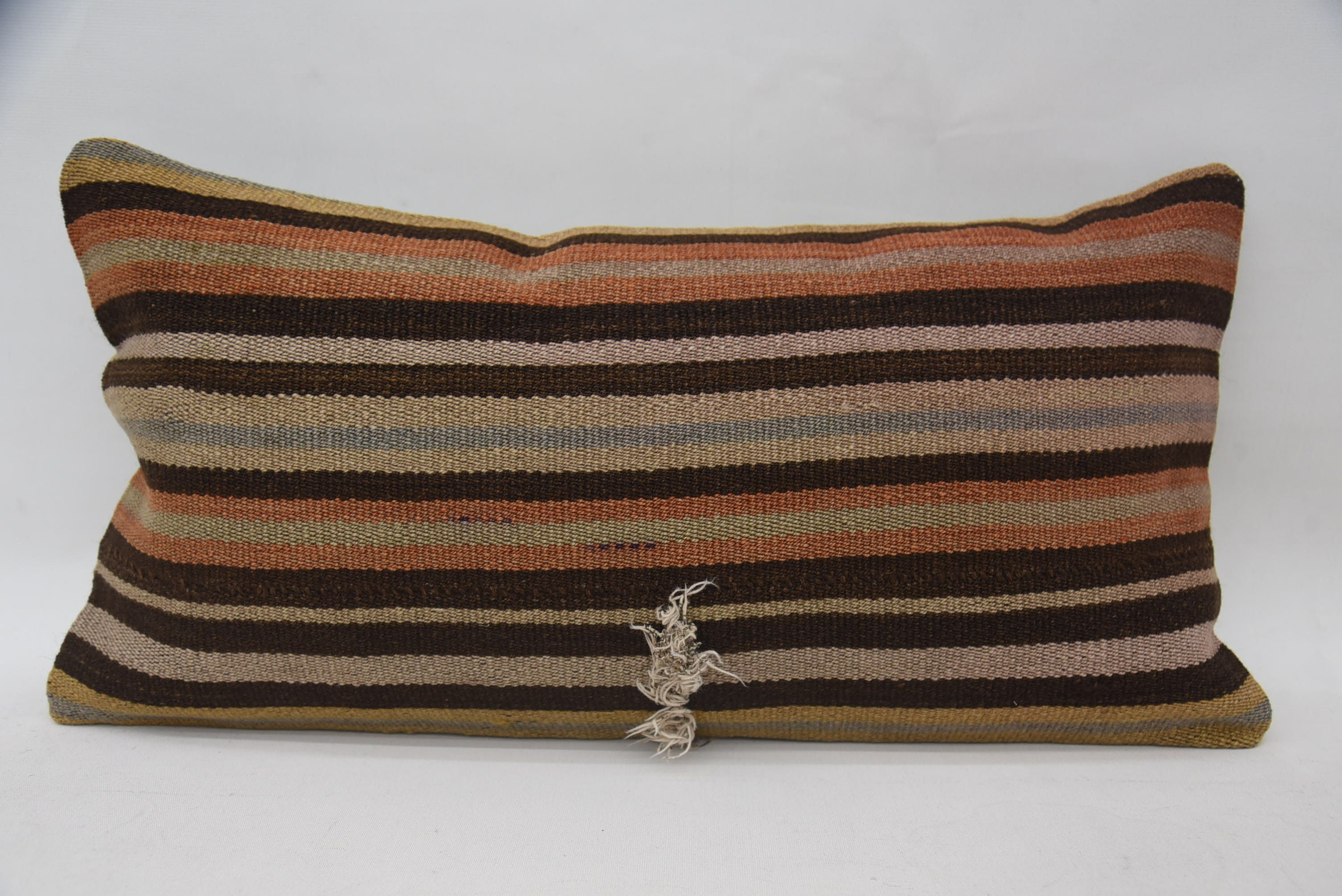 Pastel Yastık, Kilim Yastık, 12"x24" Kahverengi Yastık Kılıfı, El Yapımı Kilim Yastık, Dış Mekan Kırlent, Ev Dekor Yastık