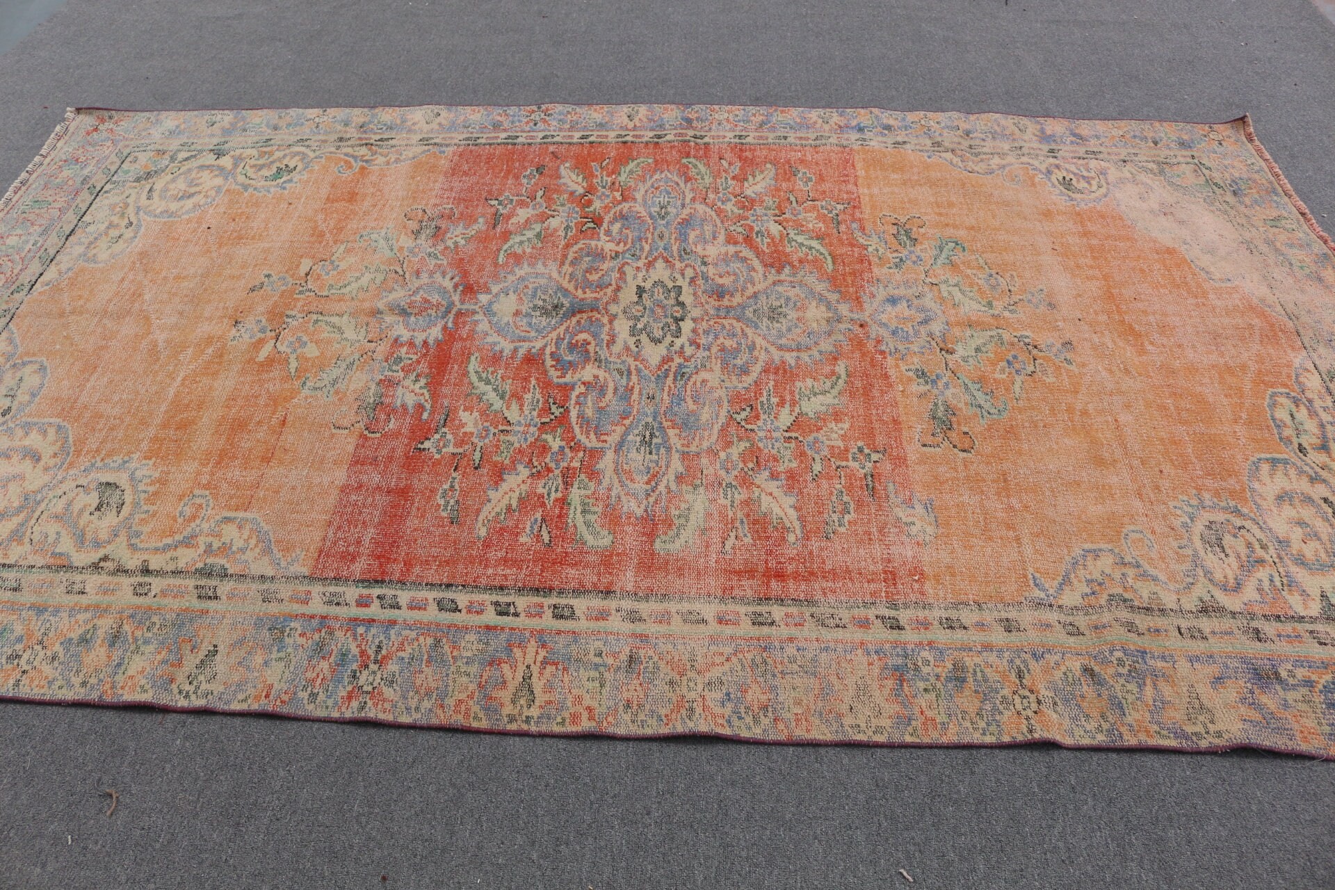 Old Rug, Bedroom Rugs, Cool Rugs, Dining Room Rugs, Turkish Rugs, Oriental Rug, Orange Anatolian Rugs, 5.8x9.8 ft Large Rug, Vintage Rug