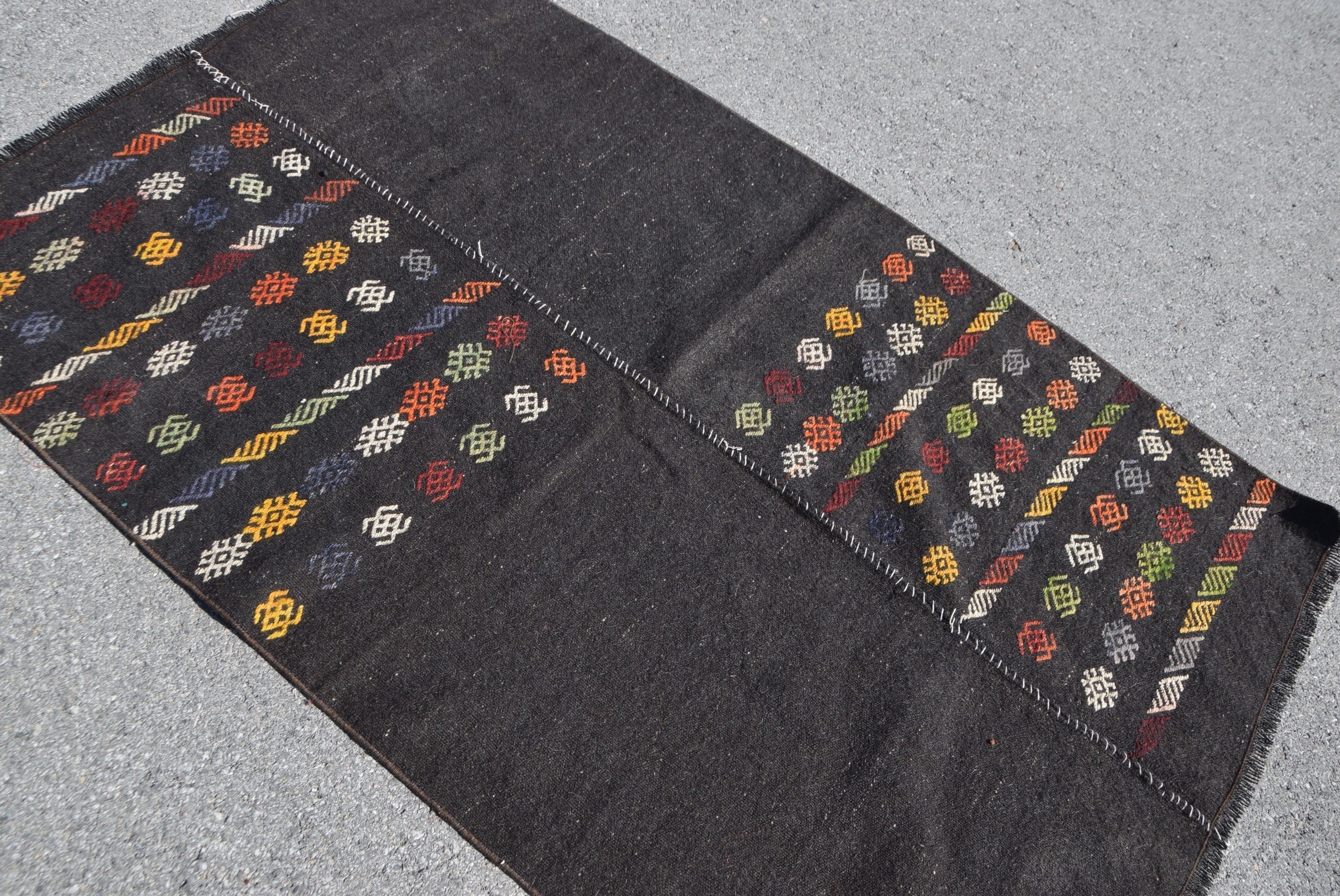 Yatak Odası Halısı, Oryantal Halı, Vintage Halılar, Kilim, Yurt Halısı, Antika Halı, Türk Halıları, Siyah Oushak Halısı, 4x6,1 ft Alan Halıları, Mutfak Halısı