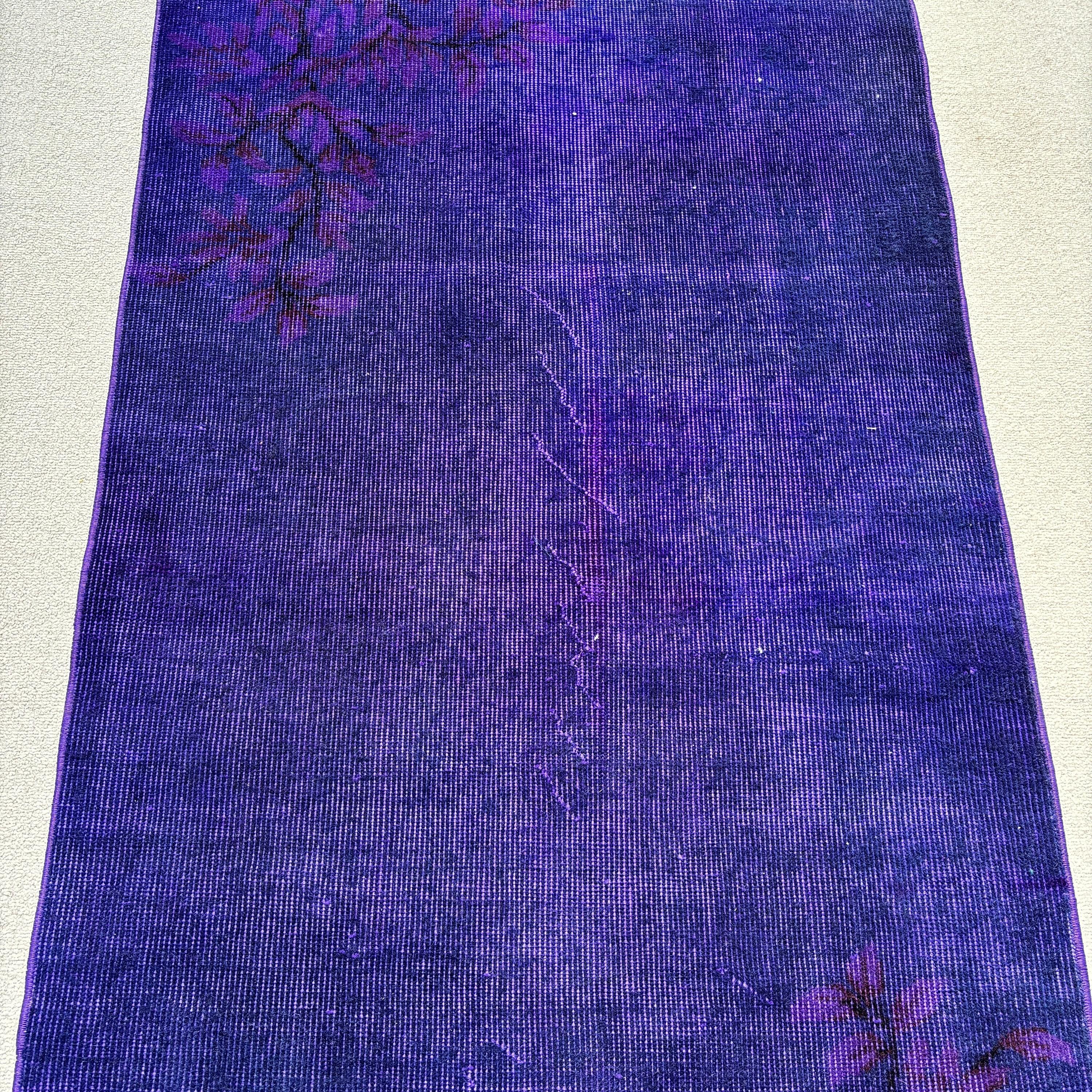 Entry Rugs, Turkish Rugs, Vintage Rug, Vintage Accent Rug, 2.9x6.1 ft Accent Rug, Purple Anatolian Rug, Office Rug, Cool Rug