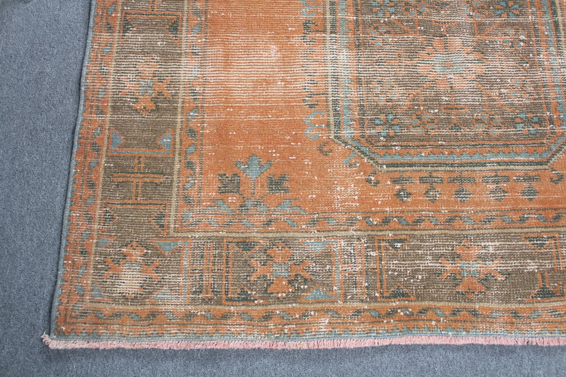 Ev Dekor Halısı, Kabile Halısı, Türk Halısı, 4.7x10.9 ft Büyük Halı, Yatak Odası Halısı, Vintage Halı, Anadolu Halısı, Yemek Odası Halısı, Turuncu Havalı Halılar