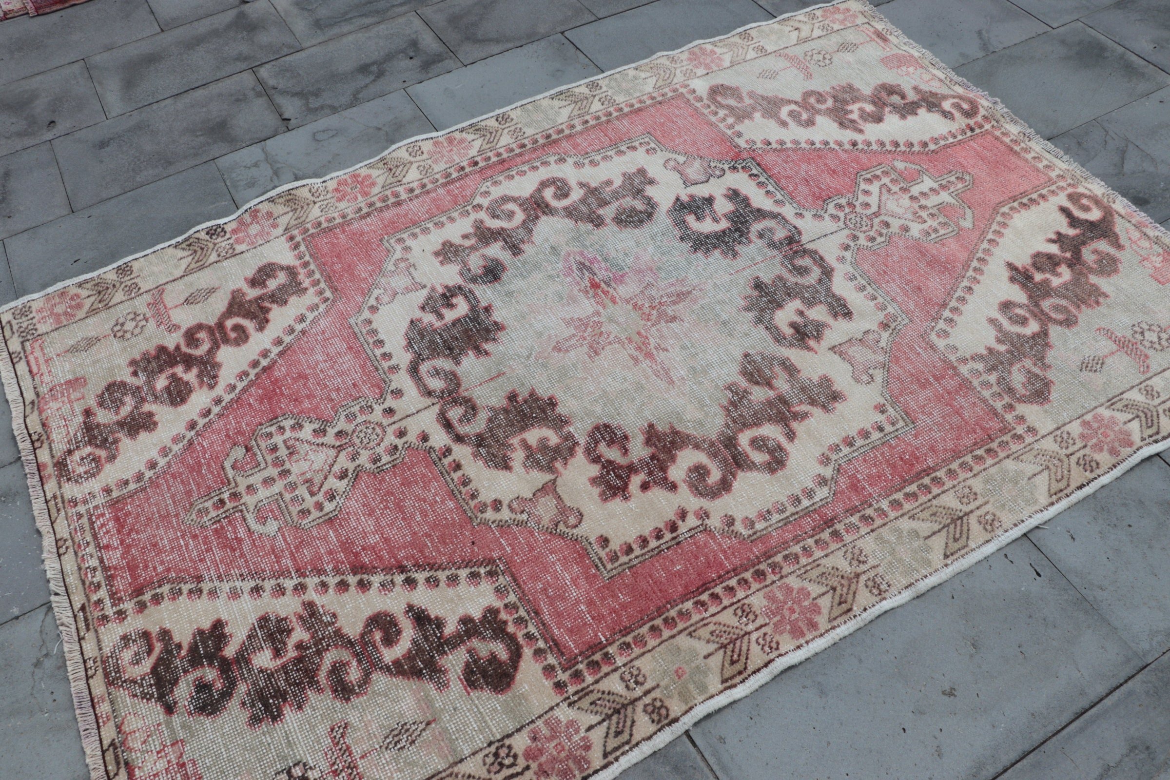 Floor Rug, Anatolian Rug, Turkish Rug, Rugs for Floor, Nursery Rug, Vintage Rugs, Red  4.3x6.7 ft Area Rug, Oriental Rug