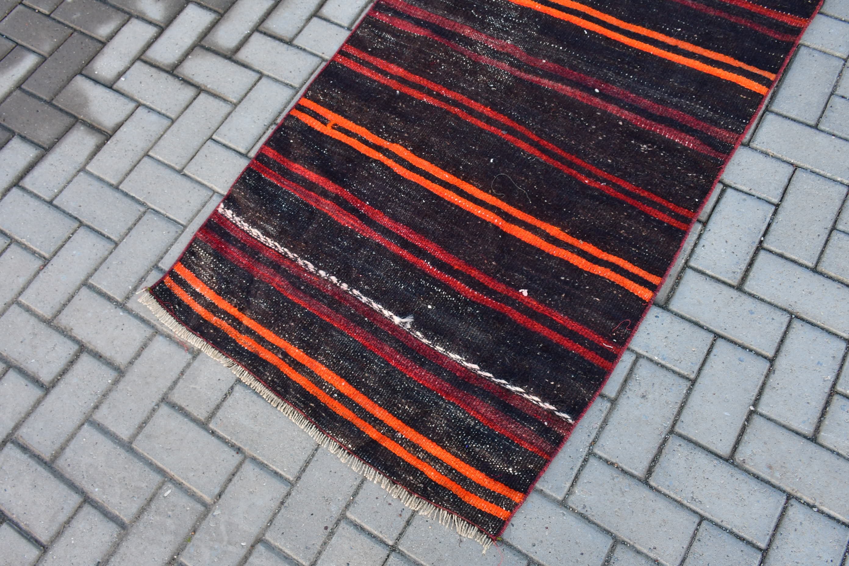 Turkish Rug, 2.7x5.2 ft Small Rug, Floor Rugs, Vintage Rug, Pale Rugs, Kilim, Antique Rug, Black Kitchen Rug, Bedroom Rugs, Door Mat Rug