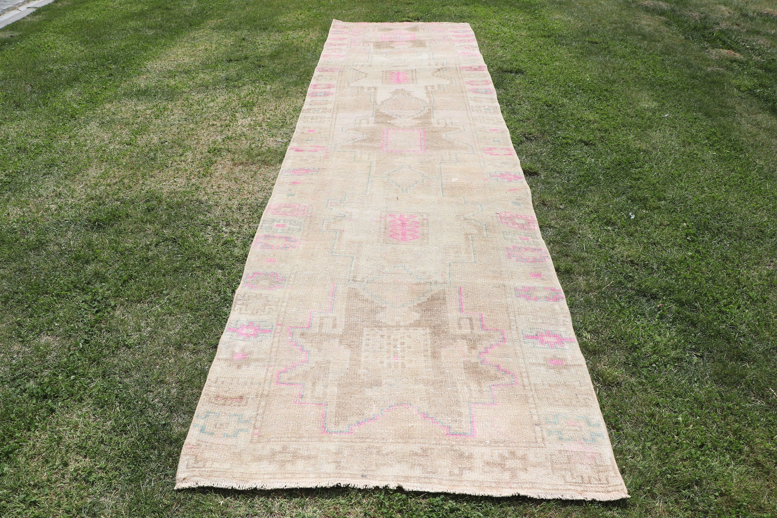 Geometrik Halılar, Merdiven Halısı, 3.4x13.2 ft Runner Halıları, Beni Ourain Runner Halısı, Boho Halısı, Vintage Halılar, Bej Oryantal Halılar, Türk Halısı