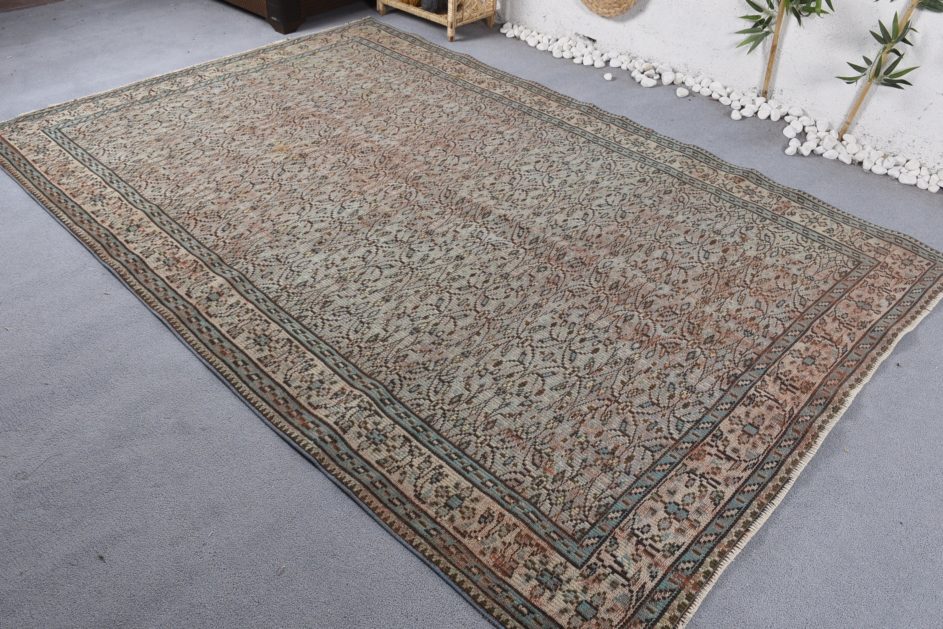 Oryantal Halı, Yemek Odası Halısı, Yatak Odası Halıları, Türk Halısı, 5,9x8,9 ft Büyük Halılar, Pastel Halı, Vintage Halılar, Yeşil Yer Halısı, Yatak Odası Halısı