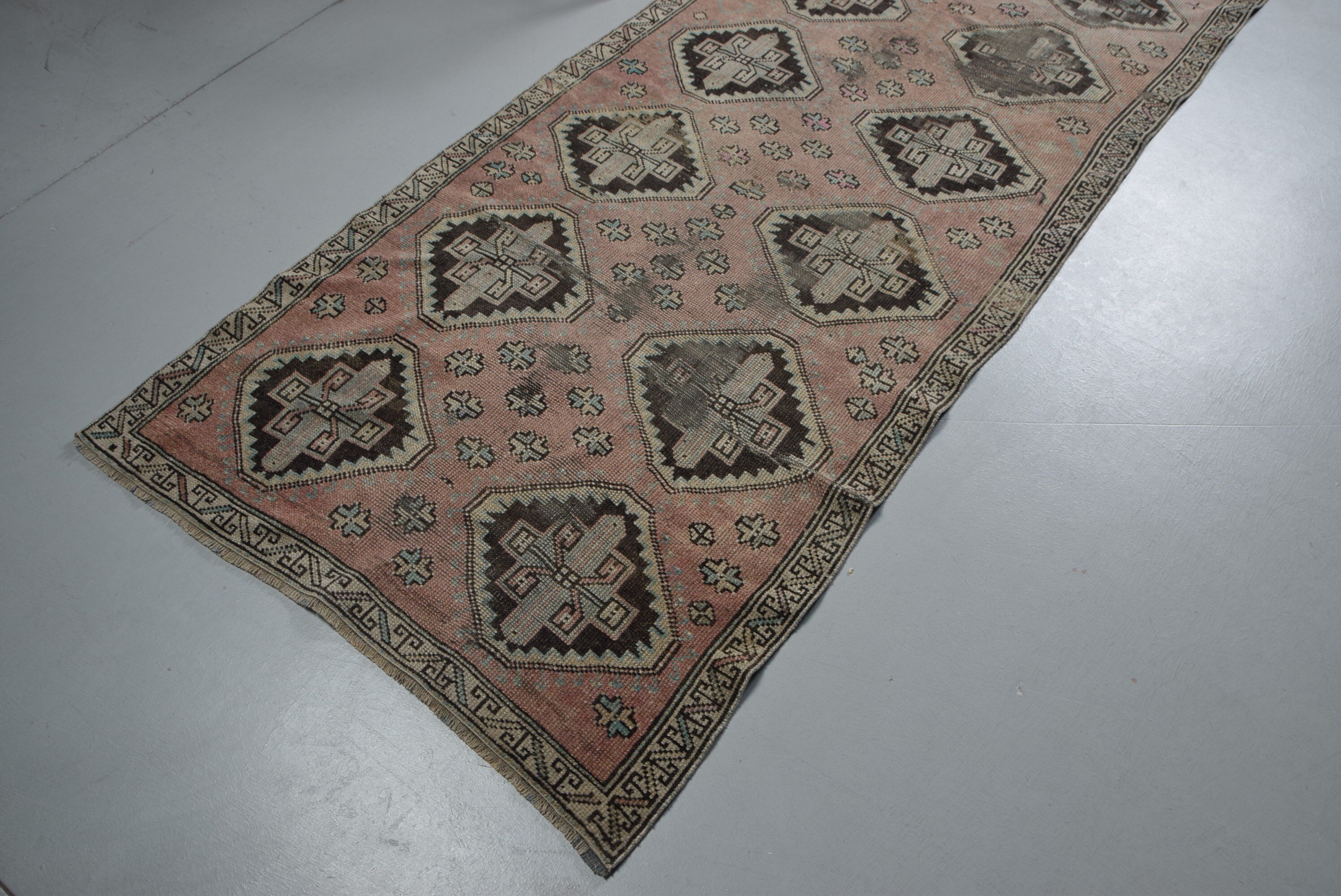 Oriental Rug, 3.4x10.4 ft Runner Rug, Vintage Rug, Old Rug, Hallway Rug, Anatolian Rugs, Turkish Rug, Rugs for Corridor, Red Home Decor Rug