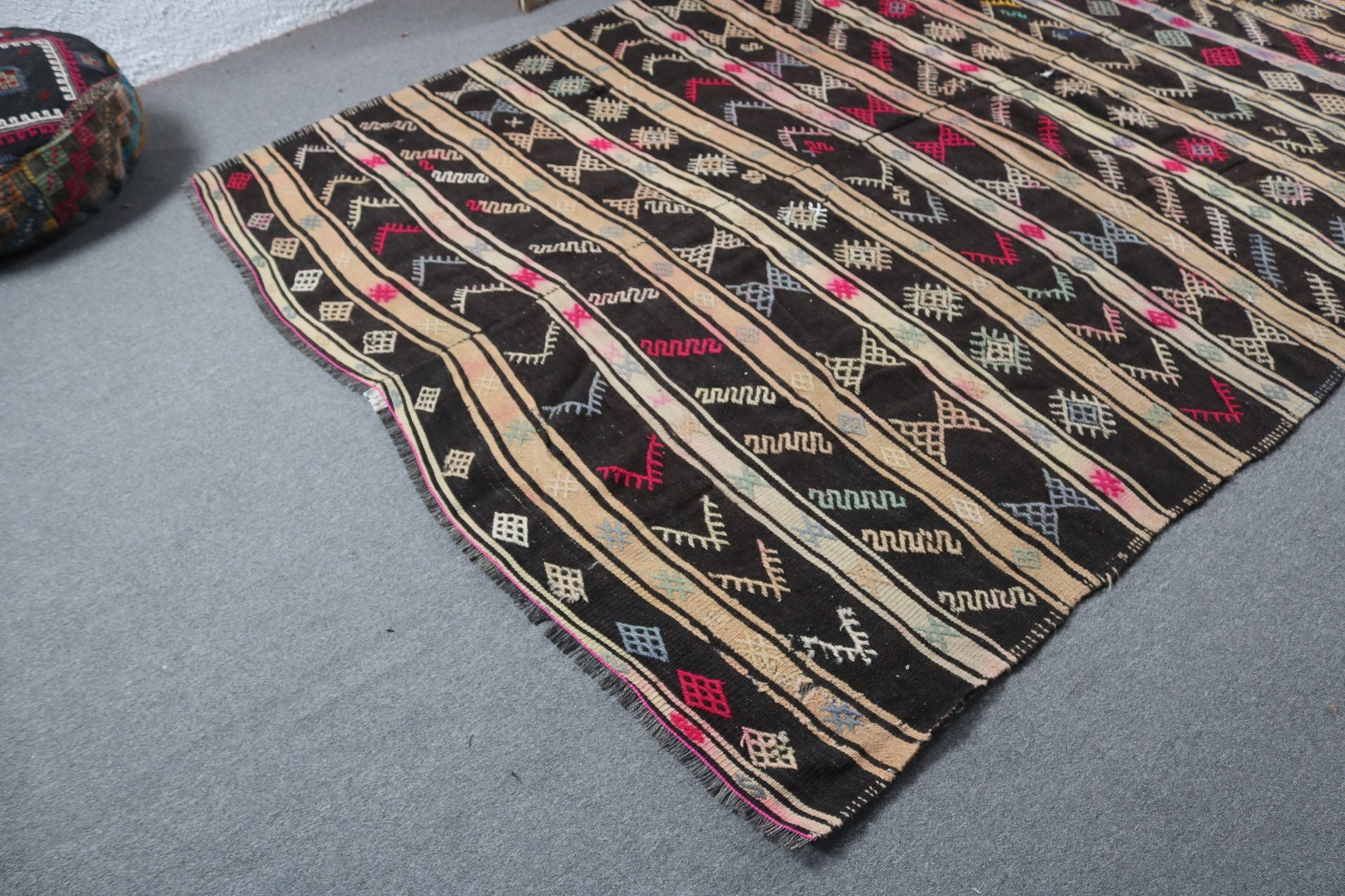 Luxury Rug, Black Oushak Rugs, Turkish Rug, Anatolian Rug, Kilim, Vintage Rugs, Oversize Turkish Rug, Boho Rug, 6.6x10.8 ft Oversize Rugs