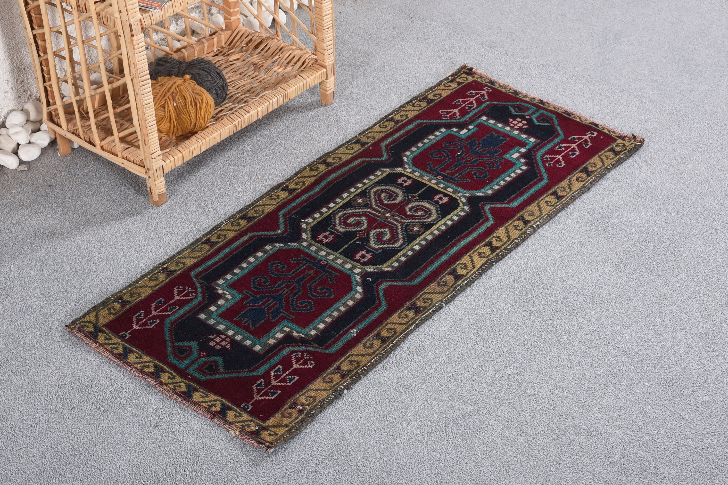 Rugs for Bathroom, Nursery Rugs, Oriental Rugs, Wool Rugs, Turkish Rug, Car Mat Rug, Vintage Rugs, Red  1.5x3.5 ft Small Rug