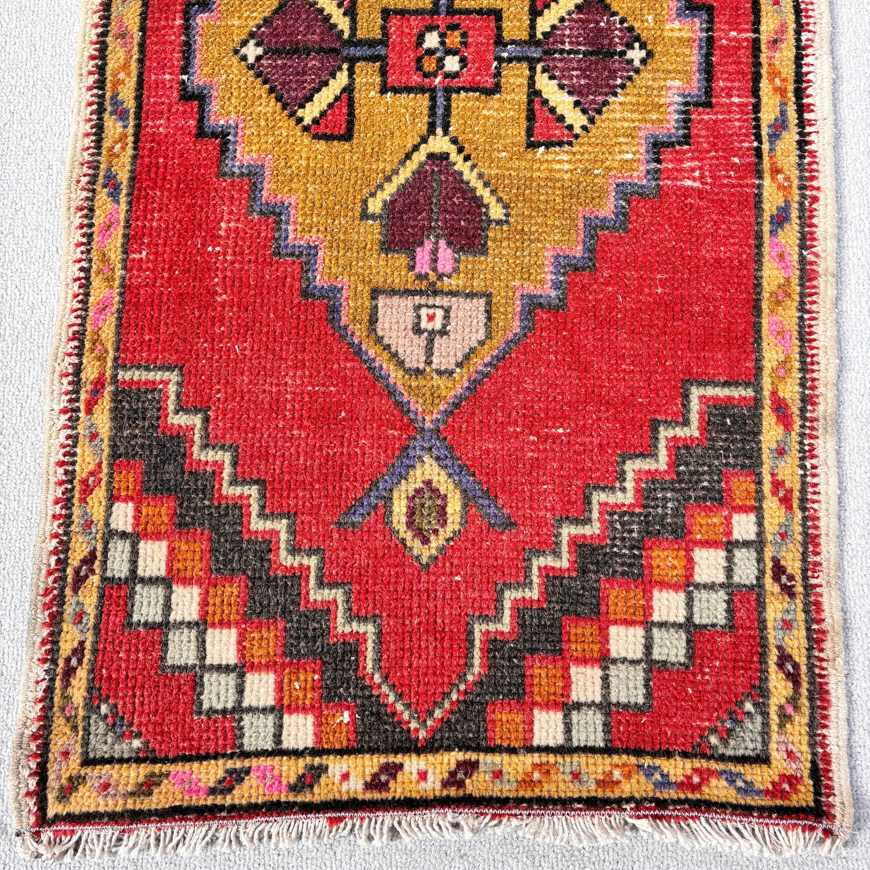 Red Bedroom Rugs, Vintage Rug, Turkish Rugs, Door Mat Rug, Car Mat Rug, Handwoven Rug, Modern Rugs, 1.7x3.2 ft Small Rugs, Ethnic Rugs