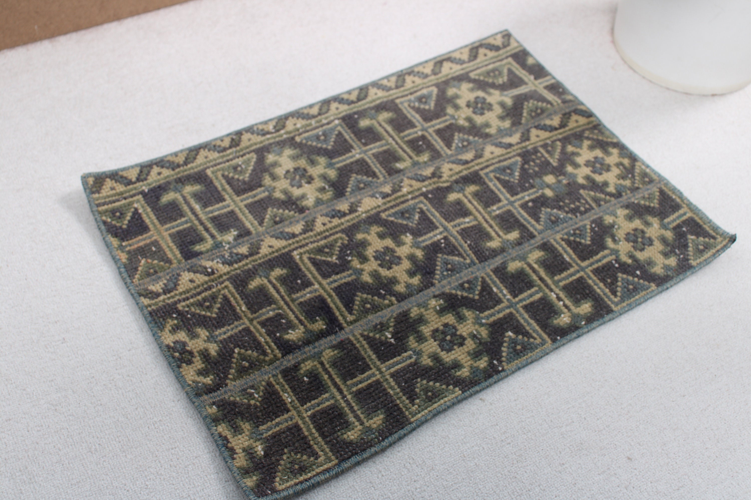 Vintage Halı, Mutfak Halıları, 1.6x2.3 ft Küçük Halı, Banyo Halısı, Mavi Anadolu Halısı, Araba Paspas Halısı, Yün Halıları, Türk Halısı, Geometrik Halılar