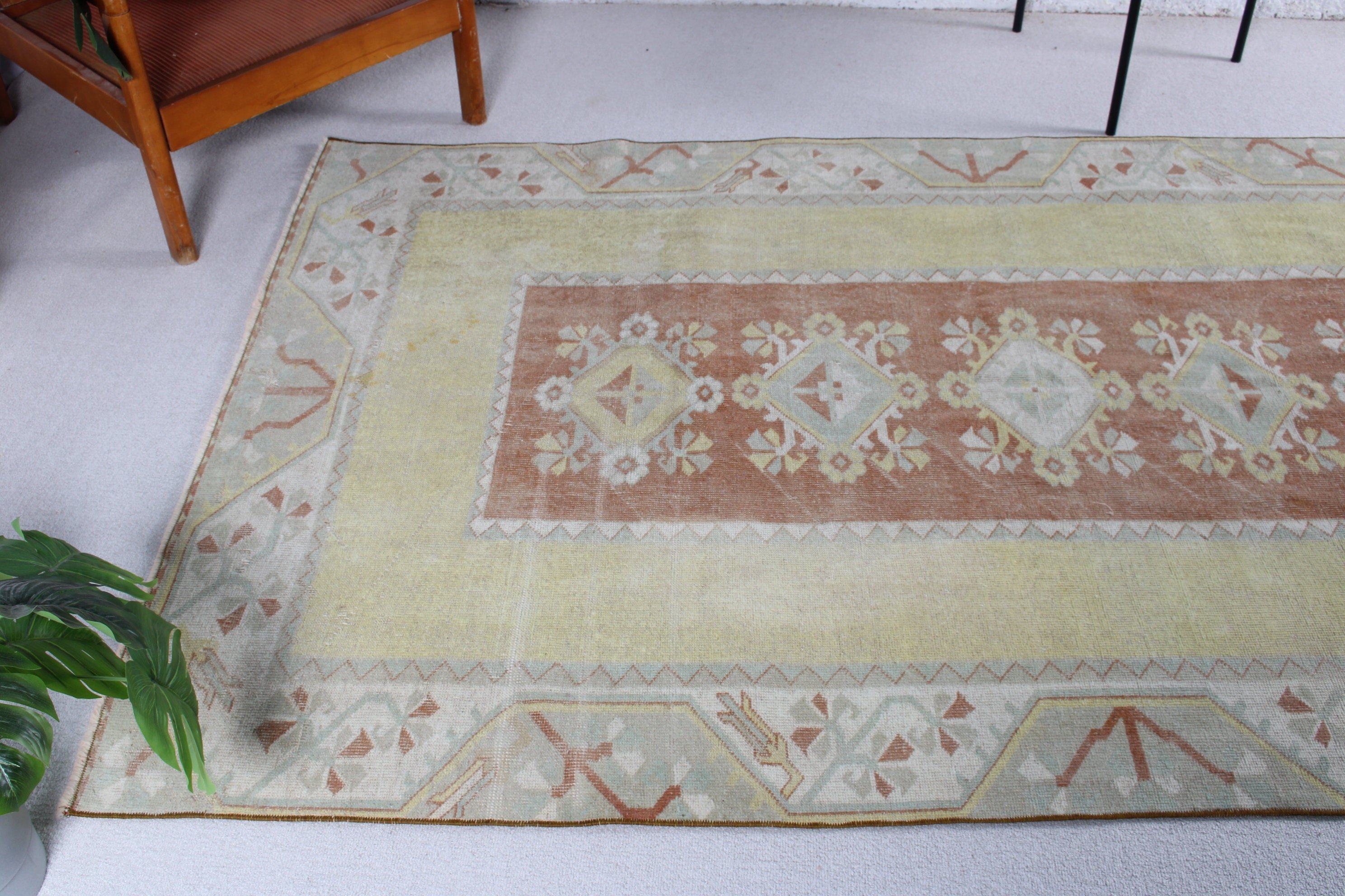 4.7x7.8 ft Alan Halıları, Vintage Halılar, Türk Halısı, Sarı Soğuk Halı, Antika Halılar, Mutfak Halısı, İç Mekan Halıları, Boho Alan Halısı, Lüks Halılar