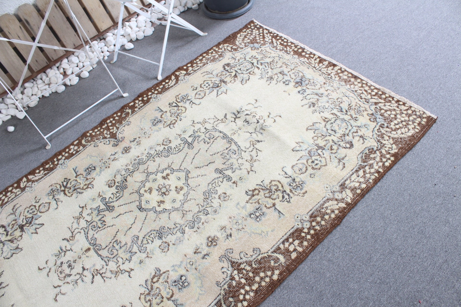 Moroccan Rugs, Anatolian Rugs, Turkish Rug, 3.8x6.9 ft Area Rug, Beige Floor Rug, Rugs for Area, Boho Rugs, Vintage Rug, Living Room Rug