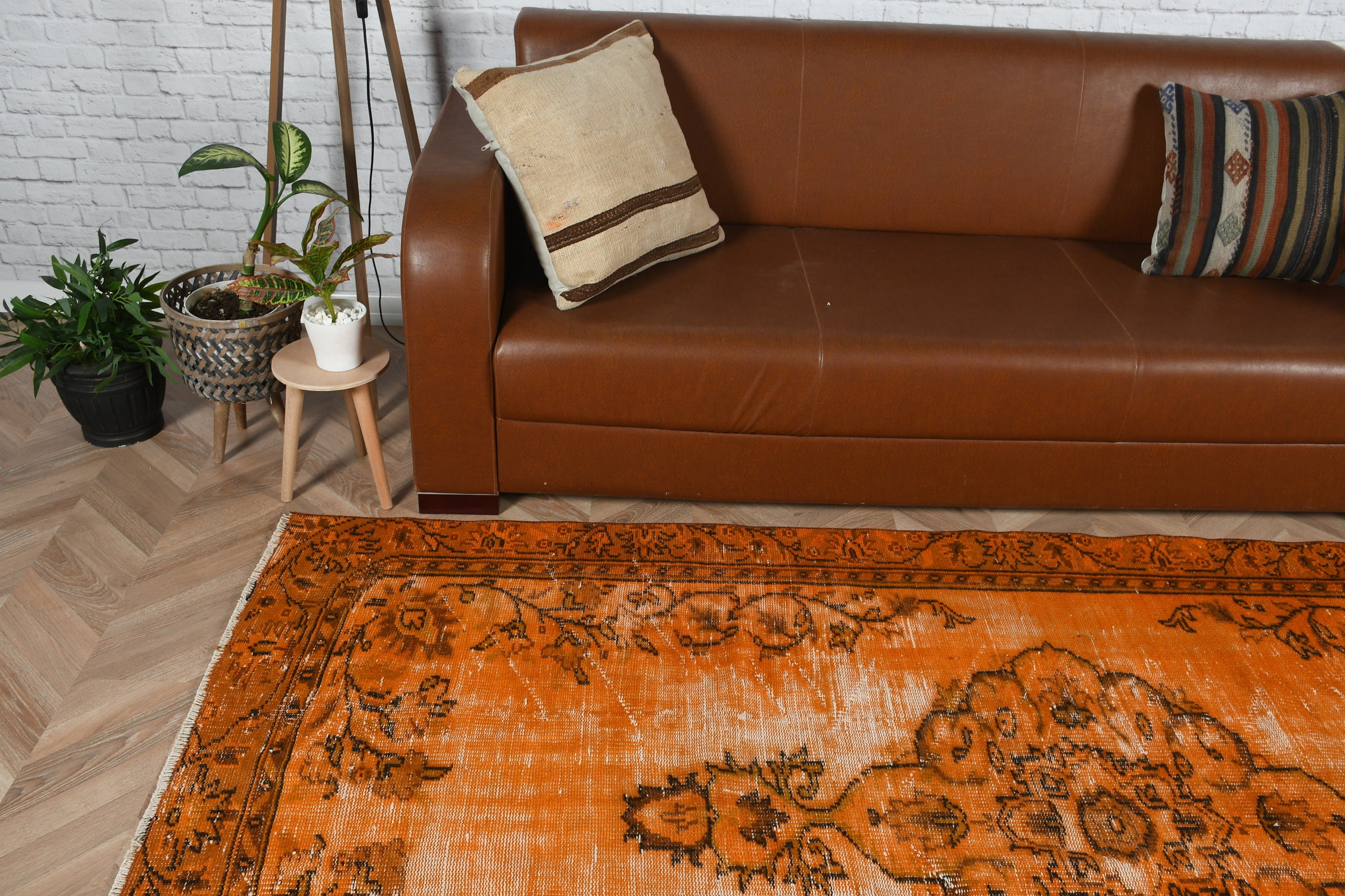 Home Decor Rug, Orange Cool Rug, Eclectic Rugs, Oushak Rugs, 4.7x8.4 ft Area Rugs, Living Room Rug, Indoor Rug, Vintage Rugs, Turkish Rug