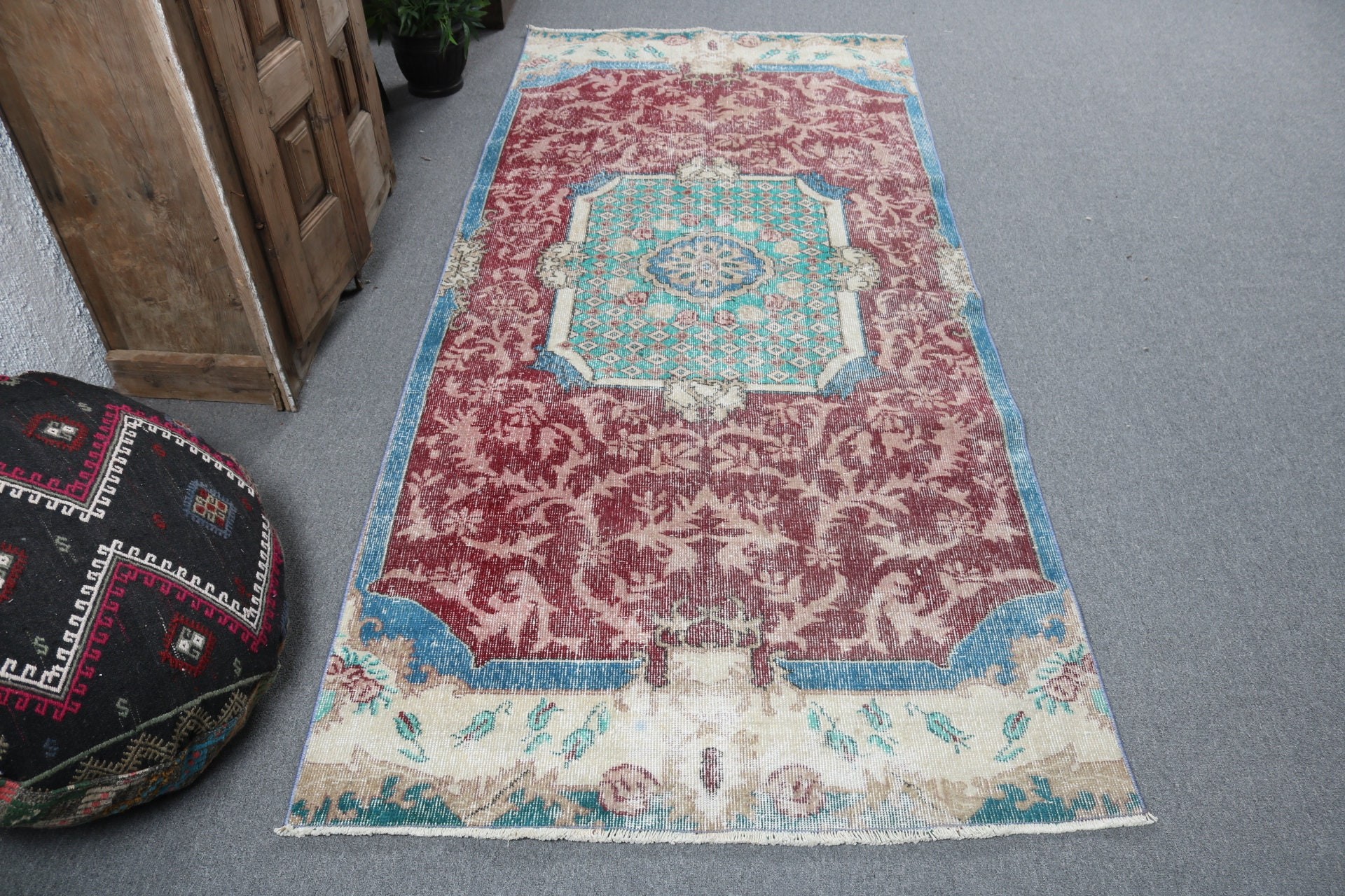 Vintage Area Rugs, 3.8x8.6 ft Area Rugs, Nursery Rug, Turkish Rug, Anatolian Rugs, Red Wool Rugs, Neutral Rugs, Office Rugs, Vintage Rugs