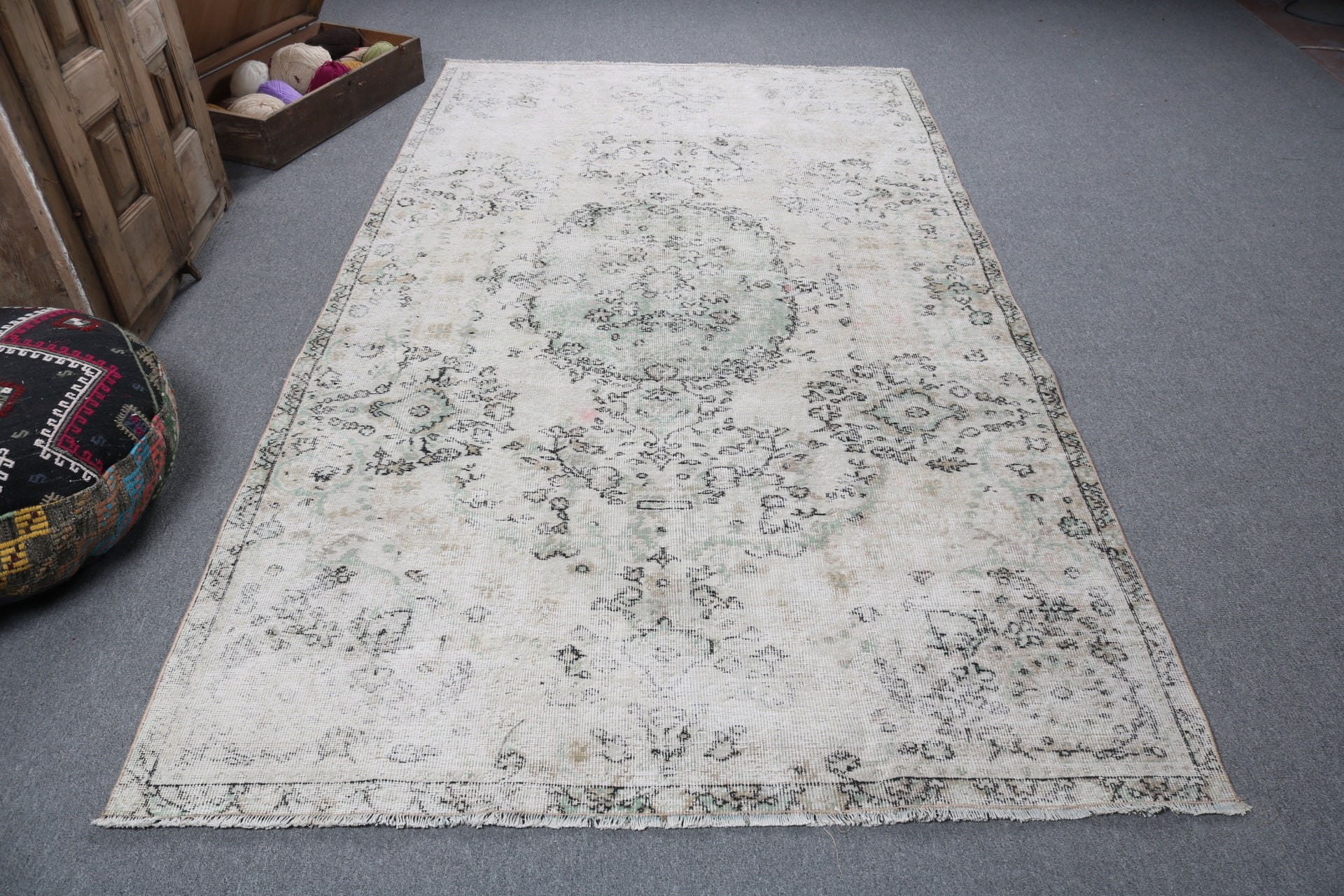 Kitchen Rugs, Bedroom Rugs, Large Vintage Rug, Anatolian Rugs, Vintage Rugs, Beige Flatweave Rug, Turkish Rug, 5.2x9.2 ft Large Rugs