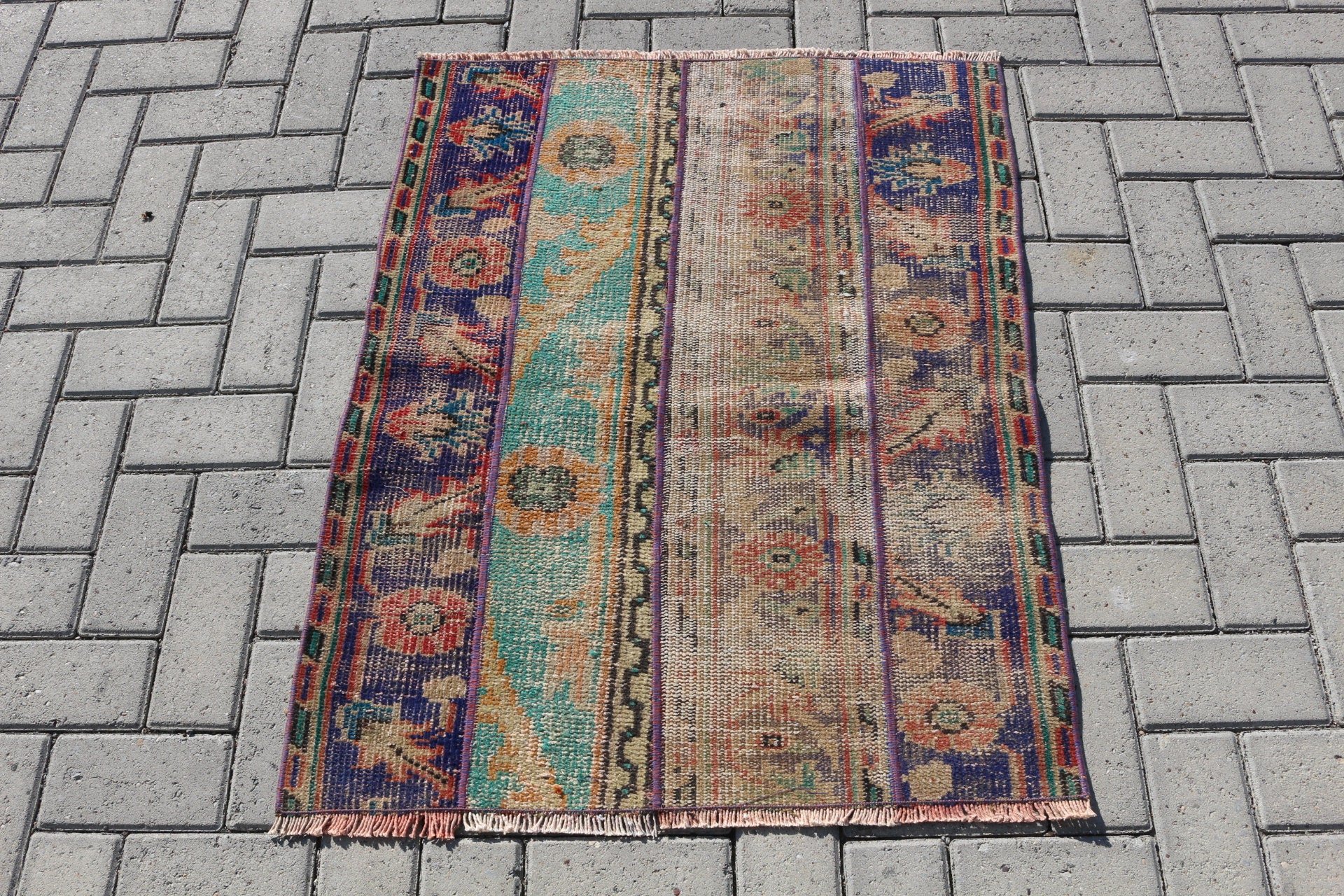 Bathroom Rugs, Anatolian Rug, Blue  2.6x3.3 ft Small Rug, Kitchen Rug, Vintage Rug, Cool Rug, Turkish Rug, Rugs for Bathroom