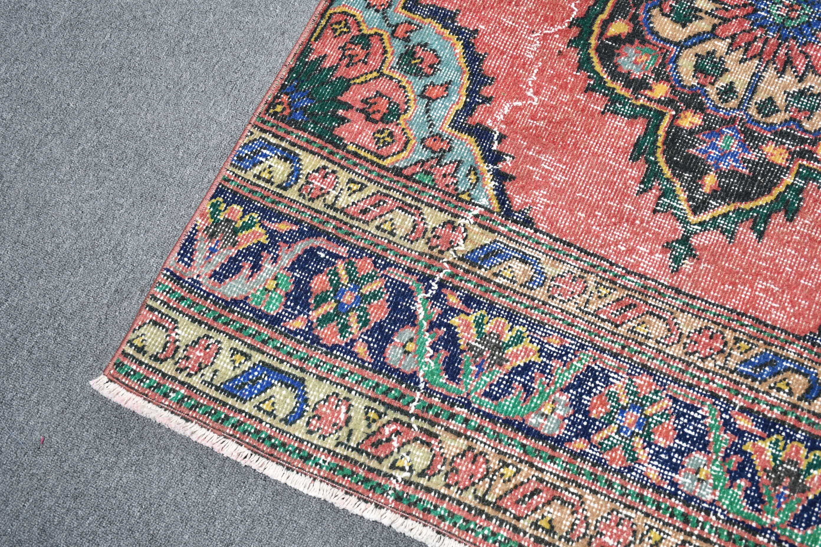 Red Oriental Rug, Turkish Rugs, Cool Rug, Vintage Rug, Old Rug, 3.1x13.2 ft Runner Rug, Oushak Rugs, Hallway Rug, Art Rugs, Rugs for Stair