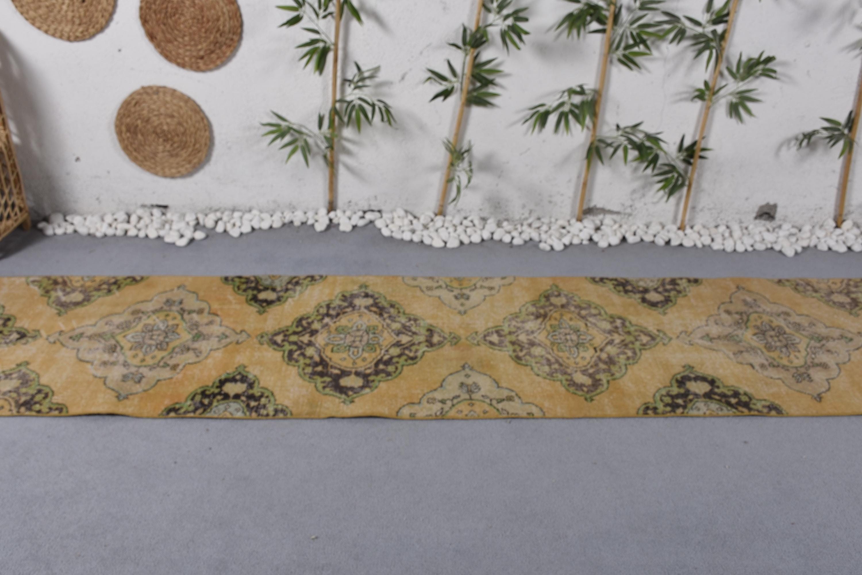 Beni Ourain Runner Halıları, Antika Halı, Koridor Halısı, Açıklama Halısı, Sarı El Dokuma Halısı, 2.5x13.1 ft Runner Halısı, Vintage Halılar, Türk Halısı