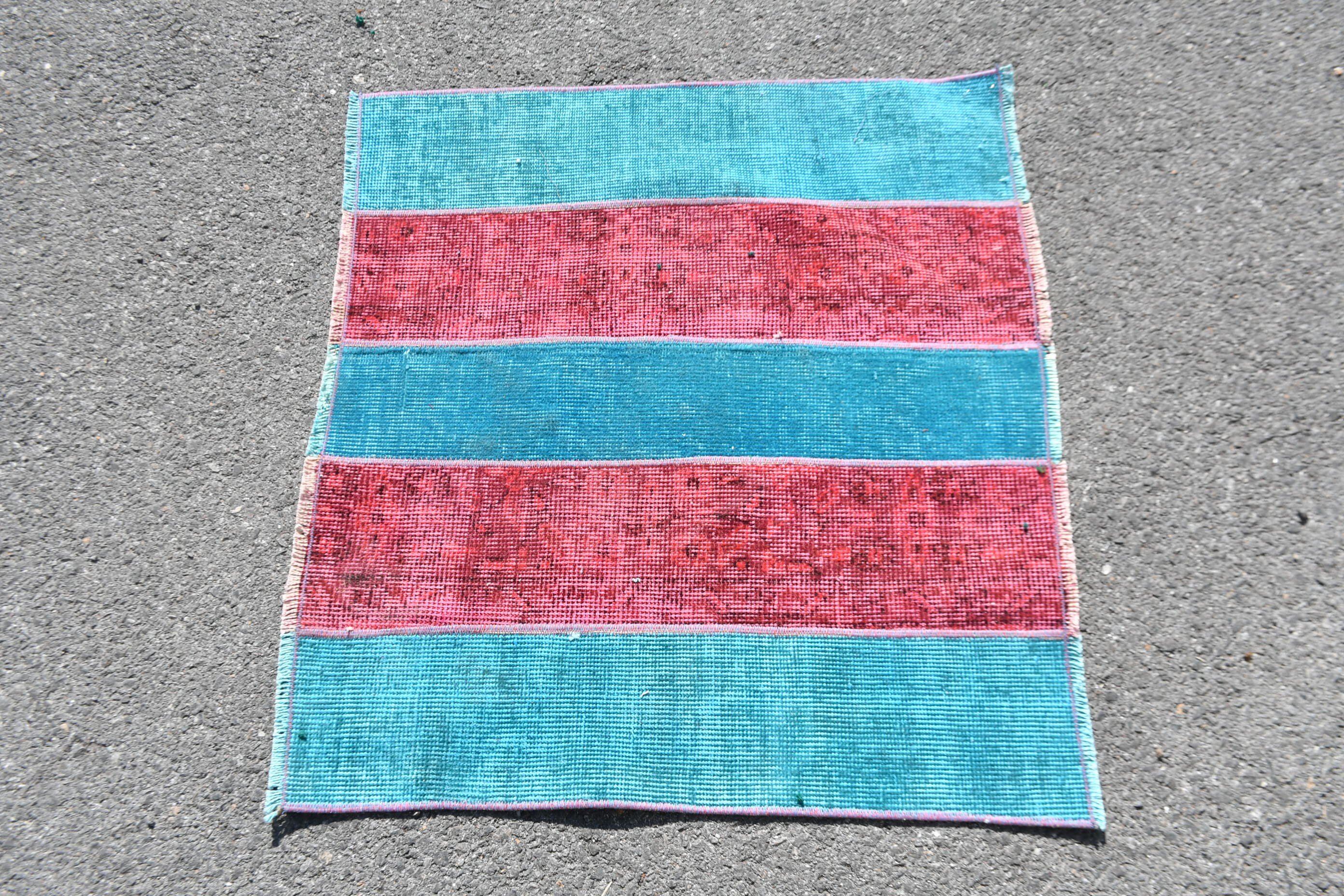 Nursery Rug, Vintage Rug, Floor Rugs, Rugs for Car Mat, Oushak Rugs, Blue  2.4x2.6 ft Small Rug, Bedroom Rug, Turkish Rug