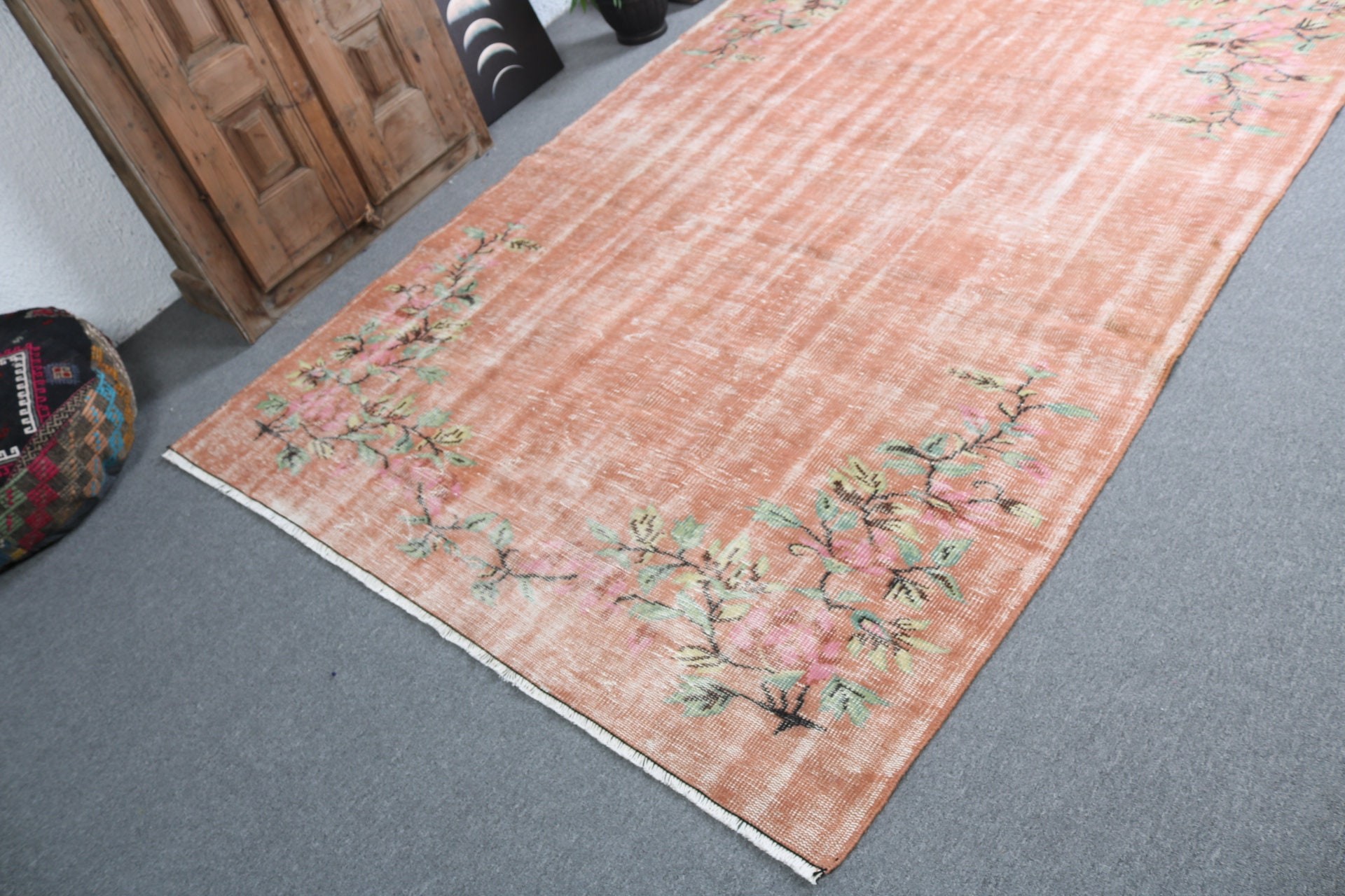 Orange Anatolian Rug, Vintage Rugs, 5.5x8.5 ft Large Rug, Floor Rug, Turkish Rugs, Large Vintage Rug, Dining Room Rug, Luxury Rug