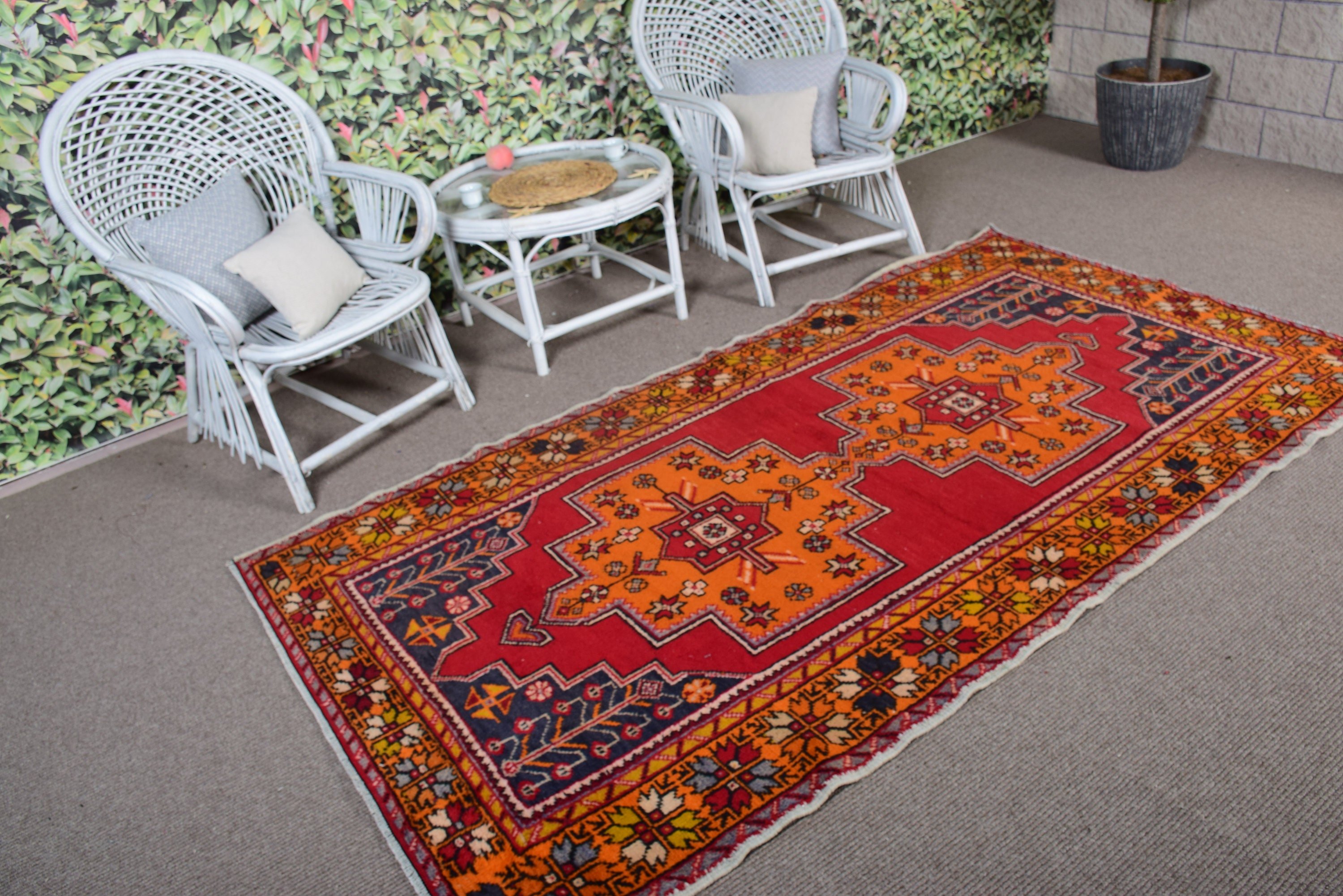 Turkish Rugs, Vintage Rugs, Handwoven Rug, Floor Rug, Vintage Area Rug, Red Flatweave Rug, Anatolian Rug, 4.4x8.2 ft Area Rugs, Cool Rug