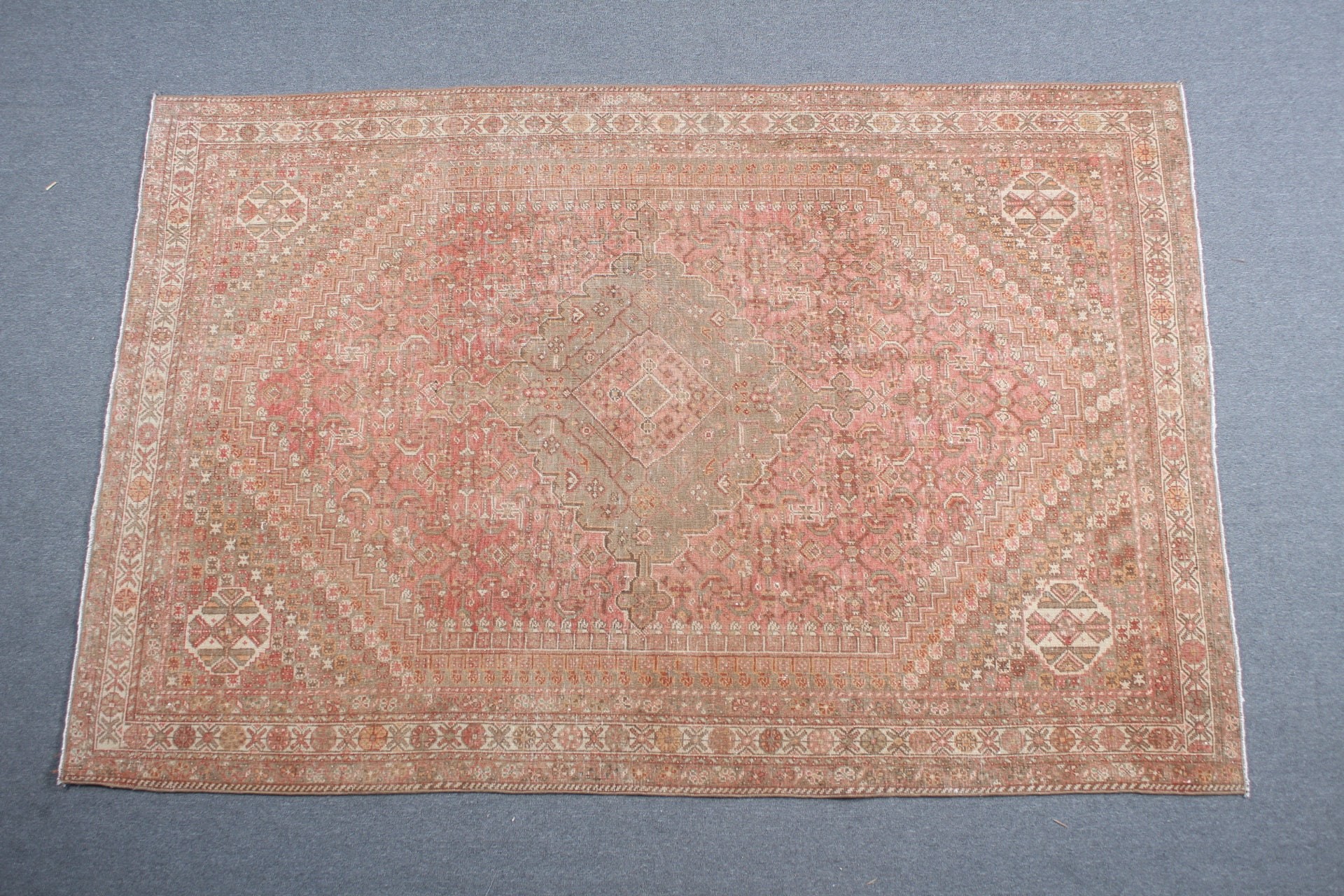 Kırmızı Oushak Halı, Oturma Odası Halısı, Ev Dekorasyonu Halısı, Türk Halısı, Yün Halılar, Büyük Yün Halılar, Vintage Halı, 5.4x8.3 ft Büyük Halı, Salon Halıları