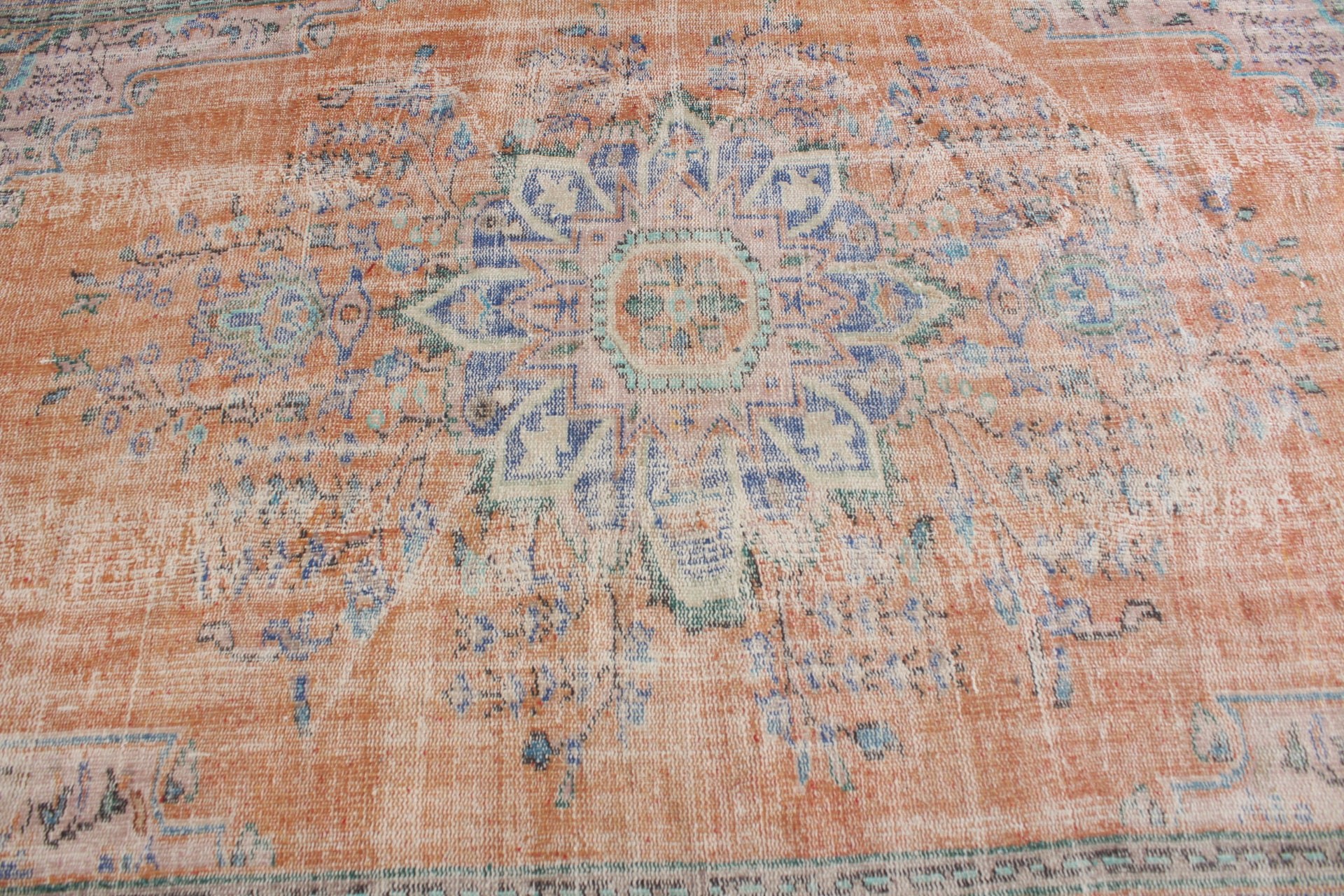 Old Rug, 5.9x9.4 ft Large Rug, Oushak Rugs, Rugs for Bedroom, Turkish Rug, Orange Oriental Rug, Bedroom Rug, Vintage Rugs, Dining Room Rug