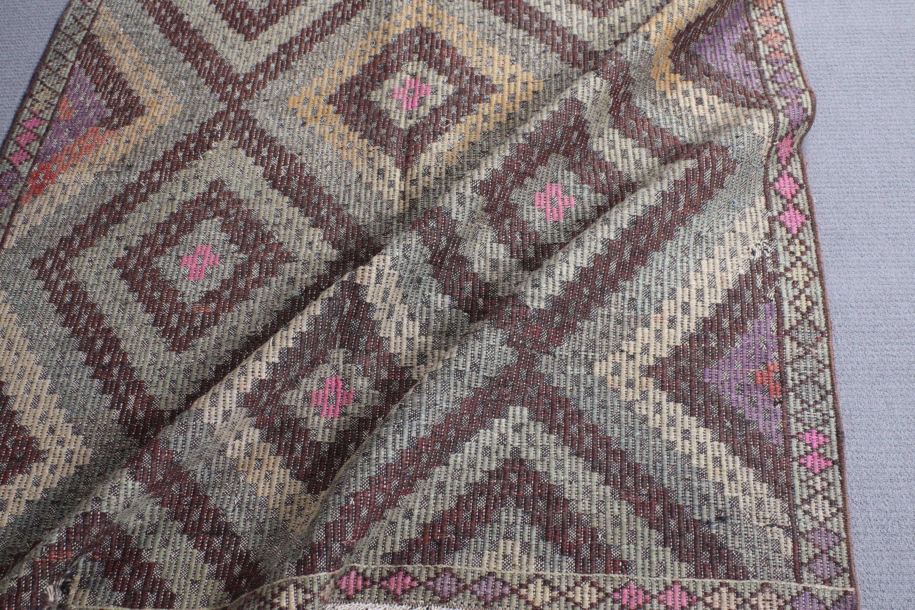 Geometrik Halılar, Vintage Halı, Kahverengi Oryantal Halı, Kilim, Anadolu Halıları, Türk Halısı, Kabile Halıları, 5.2x9.6 ft Büyük Halı, Büyük Oushak Halıları